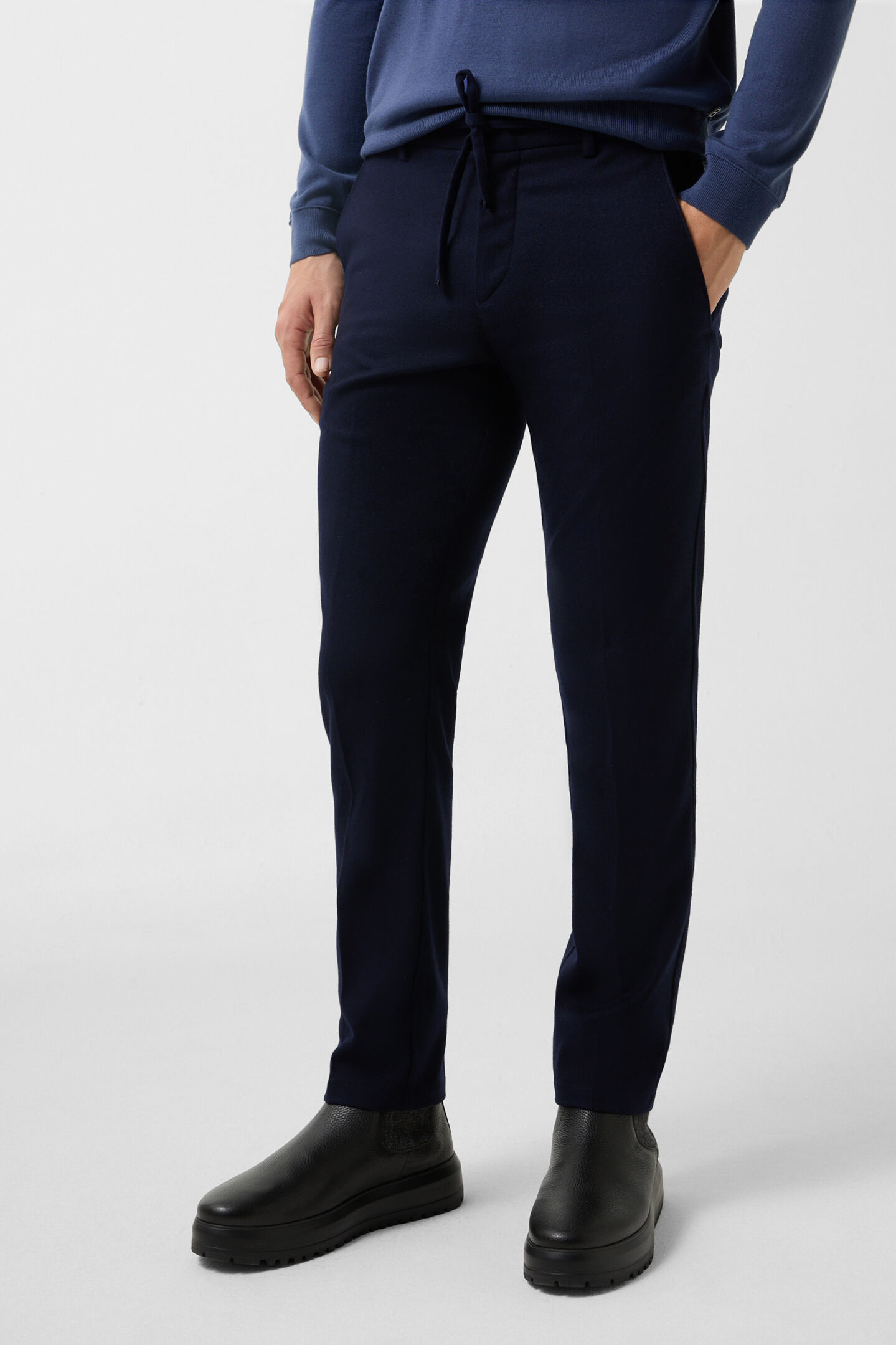 Flanellen broek Riley Business Marineblauw