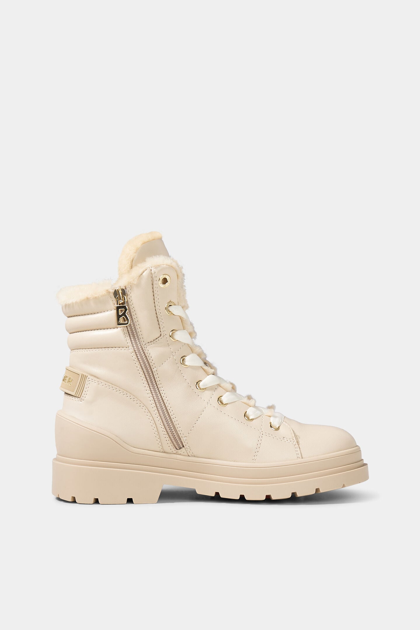St. Moritz lace-up boots with spikes Cream