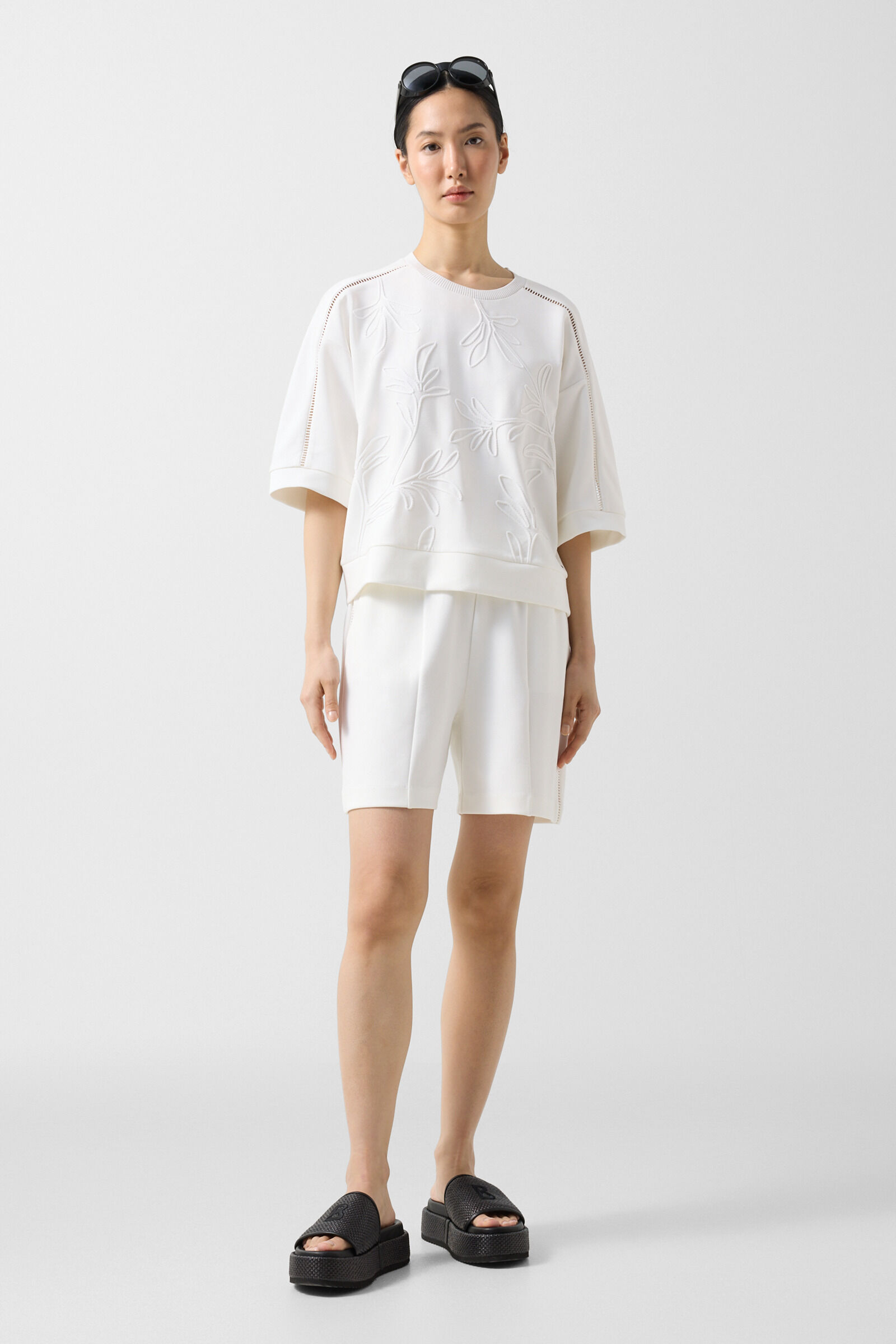 Short en jersey Romi Blanc cass&eacute;