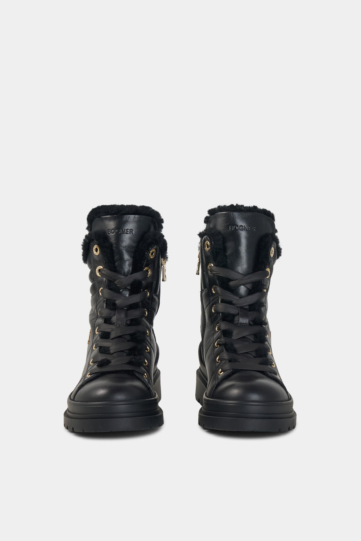 St. Moritz lace-up boots with spikes Black