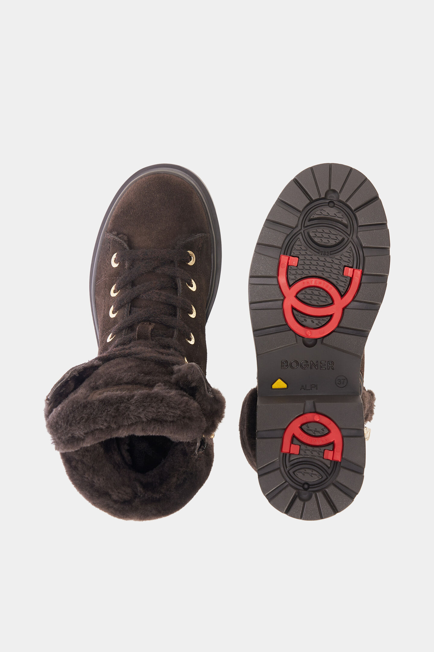 St. Moritz Lace-Up Boots with Spikes Dark brown