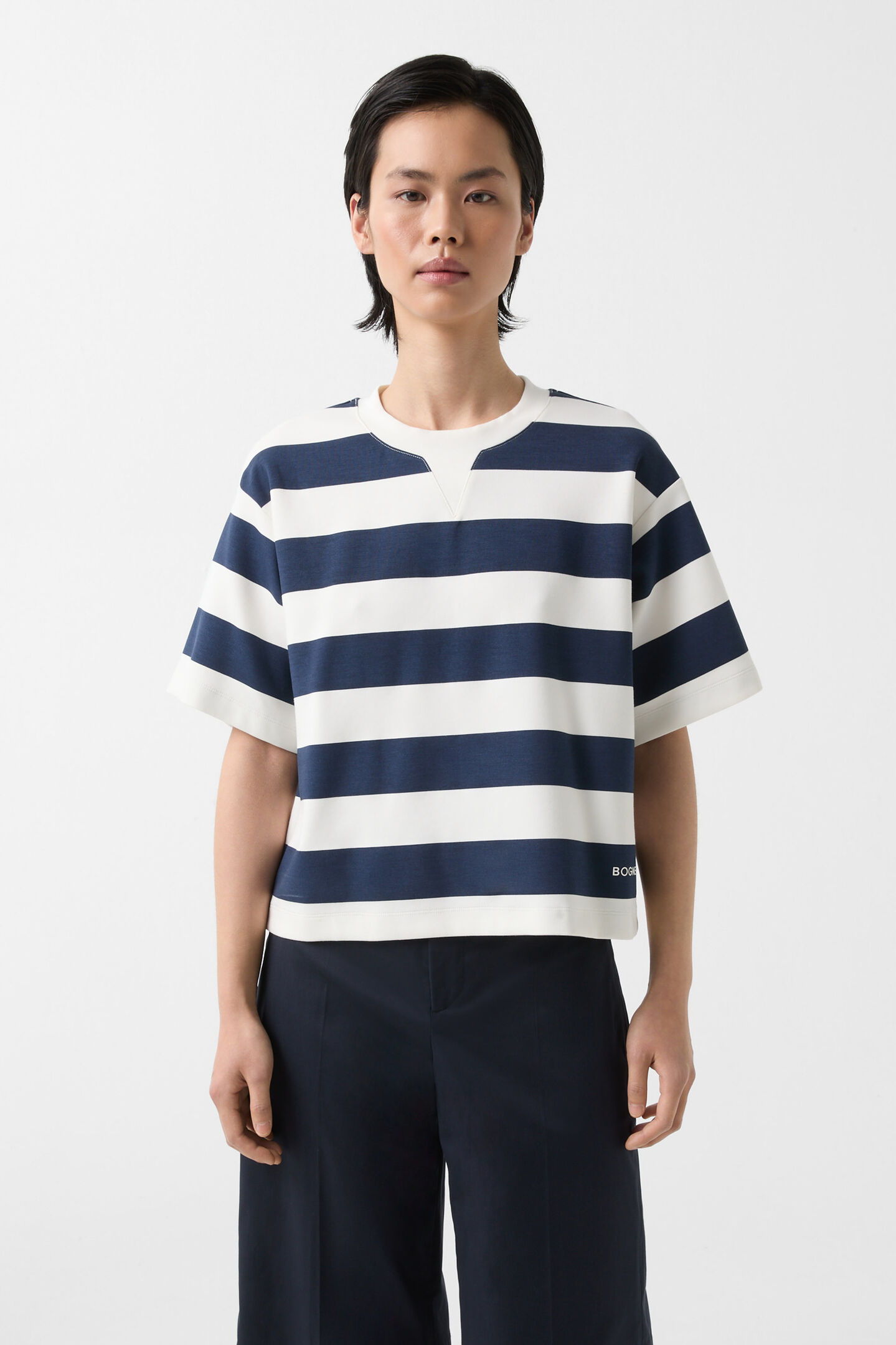 Stacey short-sleeved jumper Navy blue/off-white