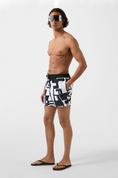 Badeshorts Nelson Schwarz/Weiß