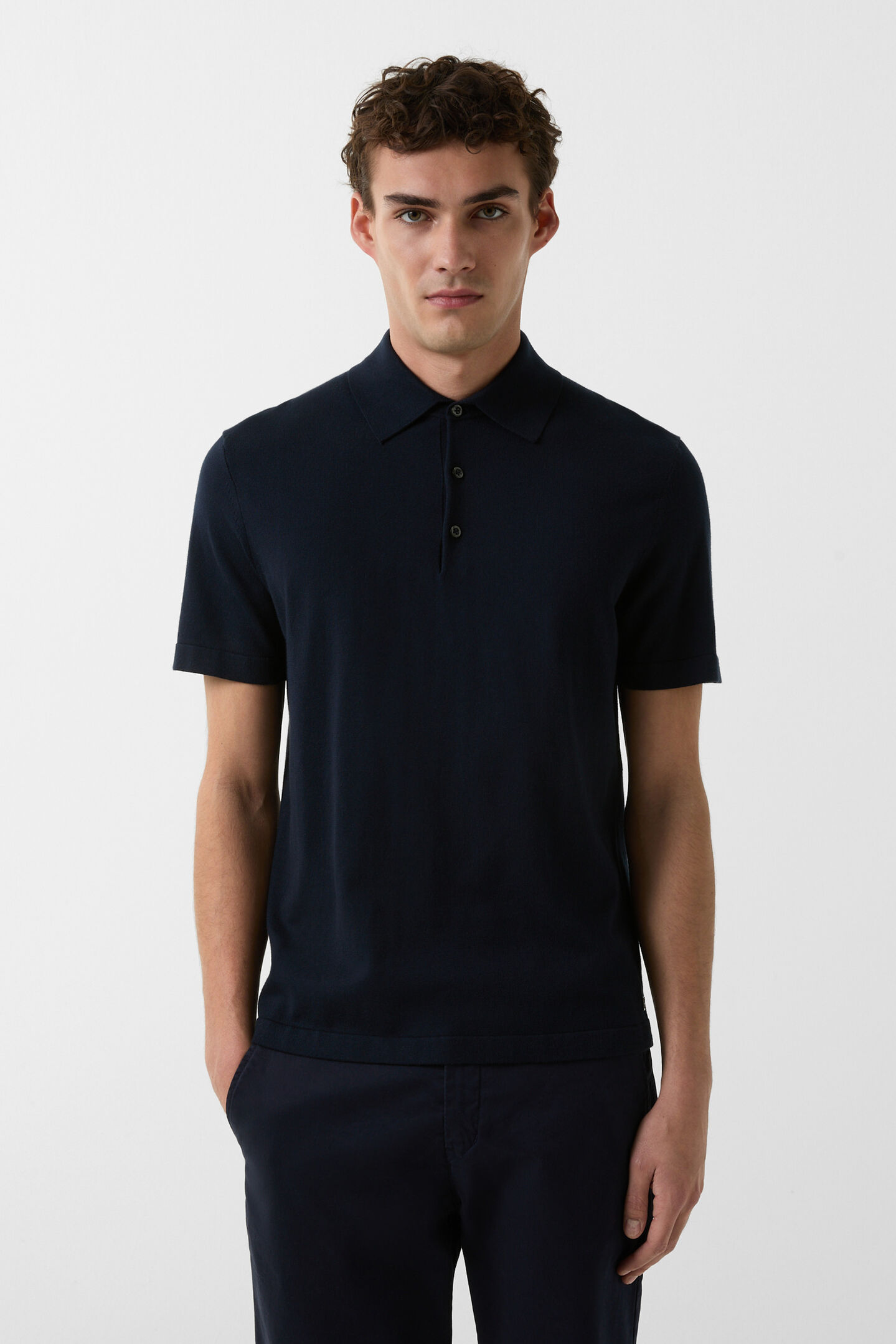 Strick-Polo-Shirt Laine Navy-Blau