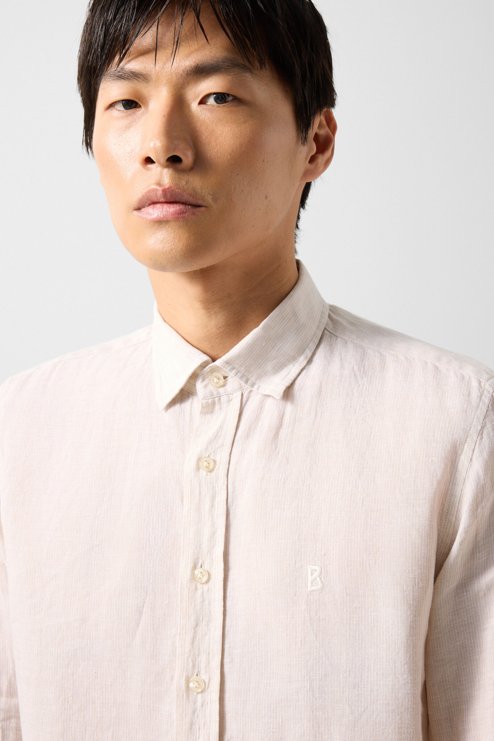 Timi linen shirt Sand/white