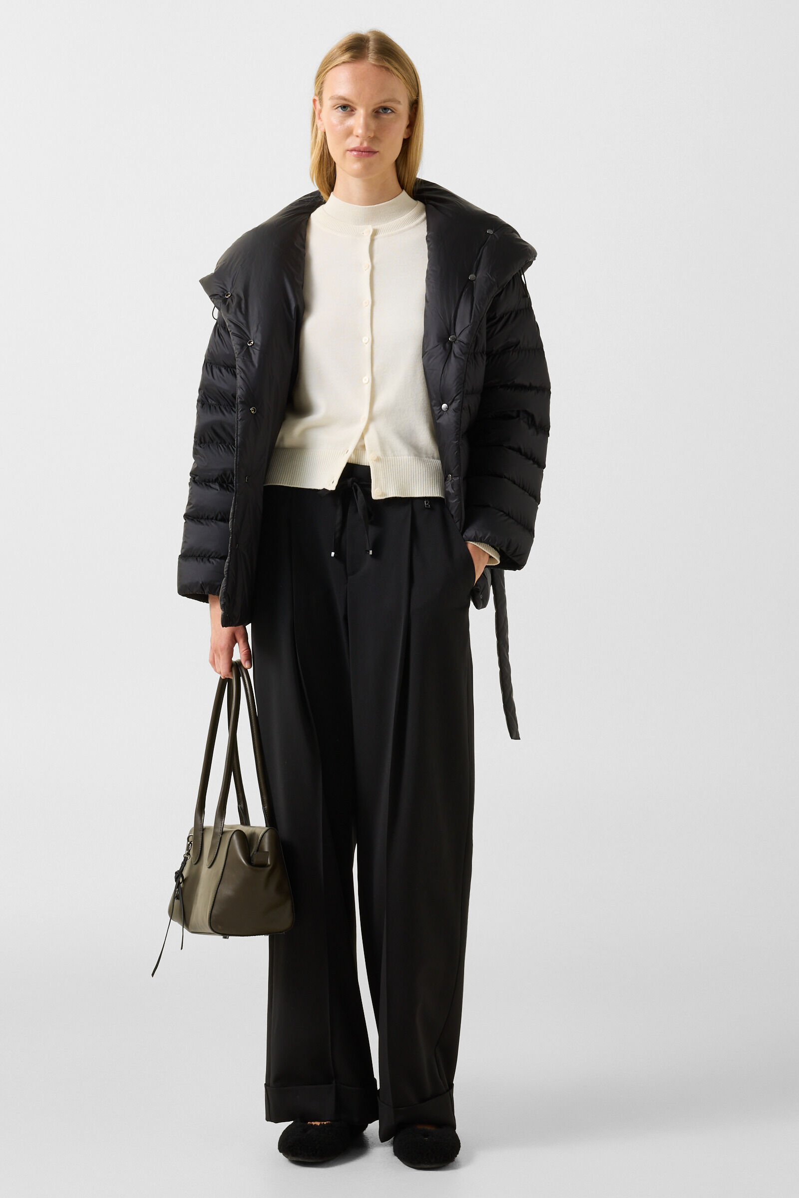 Schurwoll-Seiden-Strickjacke Azou Off-White