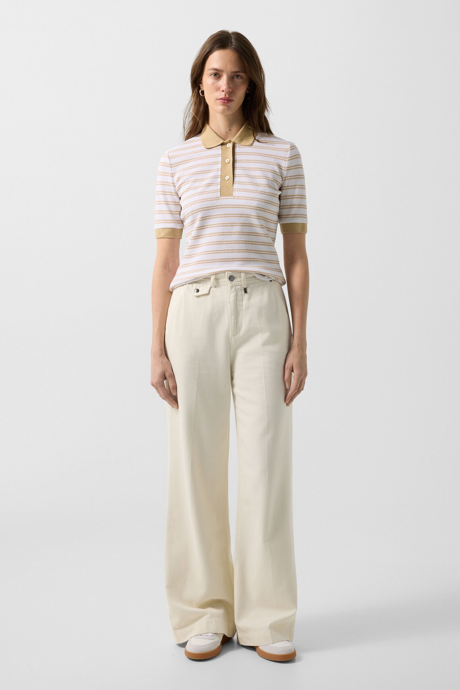 Wendy polo shirt Camel/Off-White