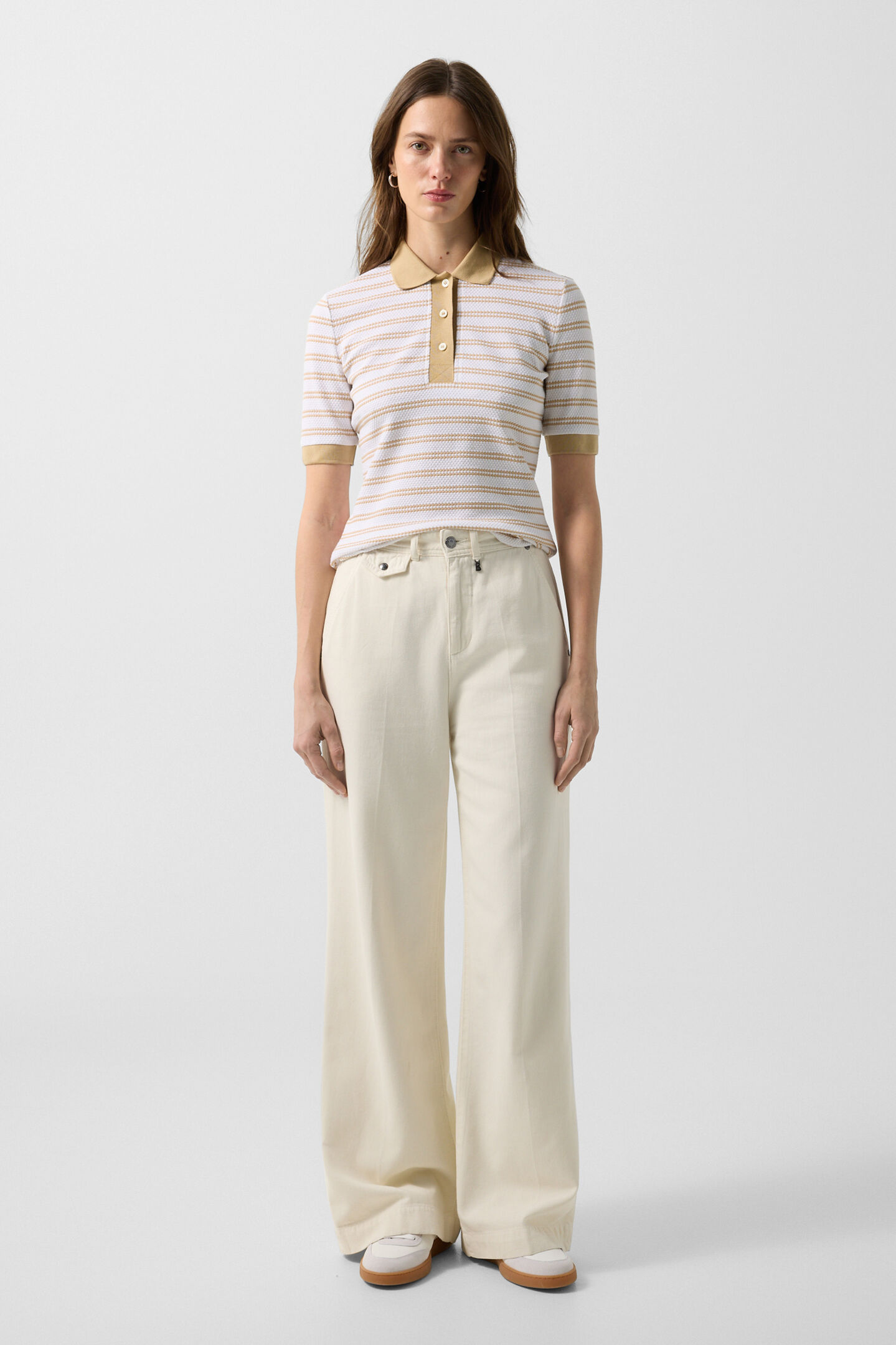 Wendy polo shirt Camel/Off-White