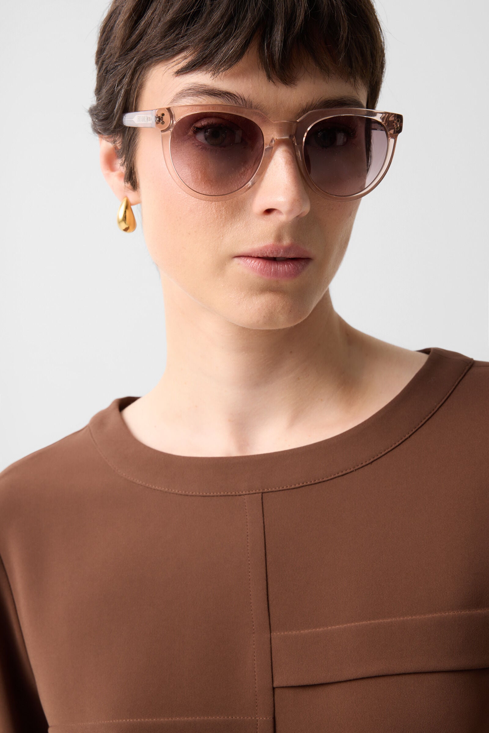 Enrica cr&ecirc;pe shirt Brown