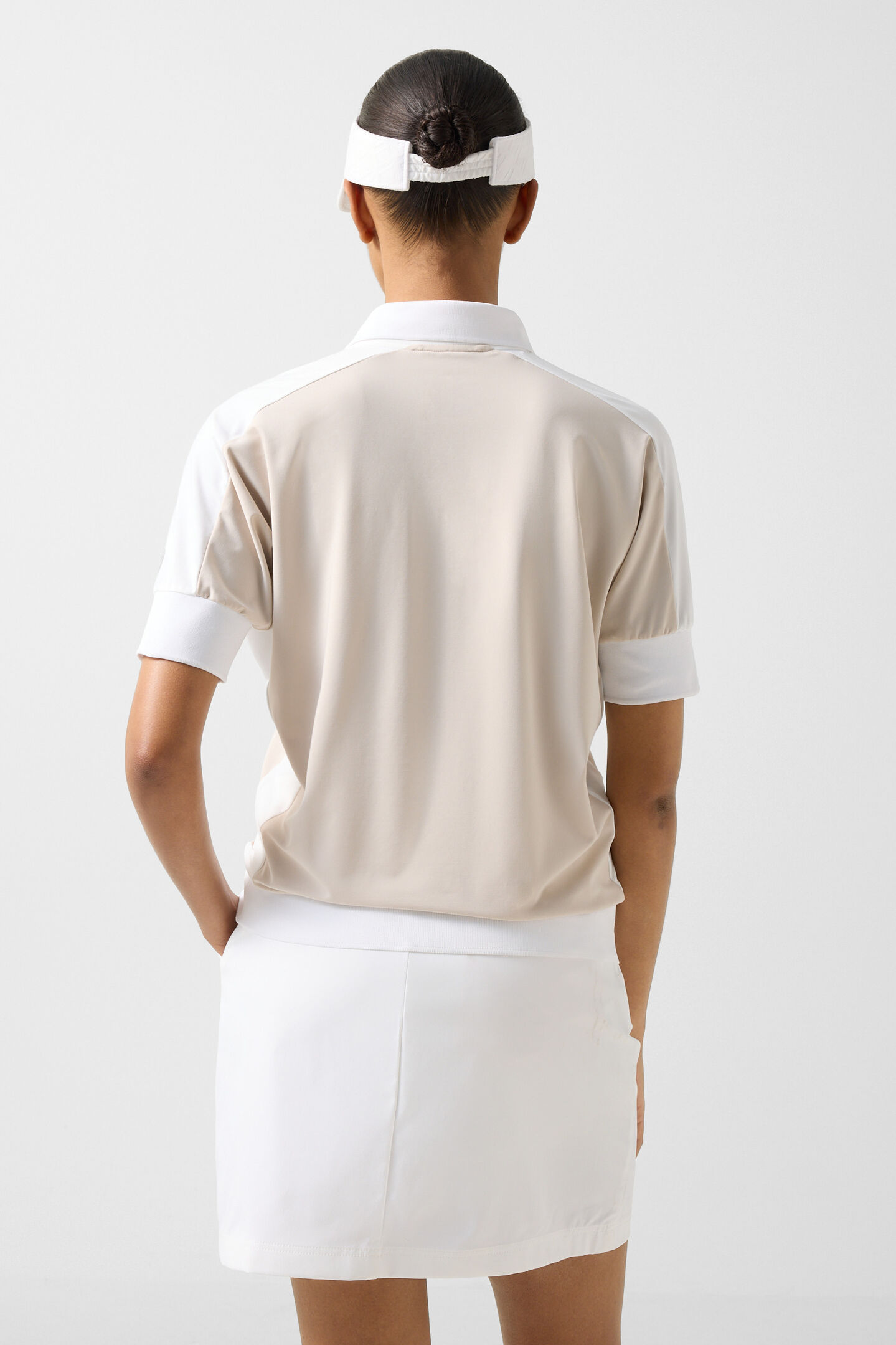 Arabell functional short-sleeved top Sand/white