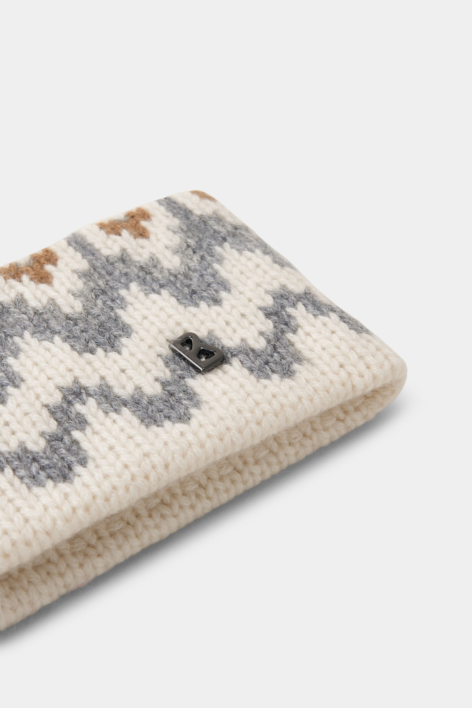 Bandeau en cachemire Loca Cr&egrave;me/gris