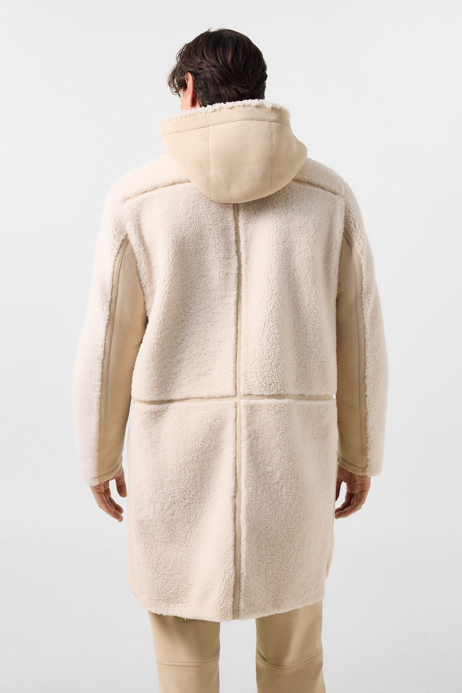 Lammfell-Mantel Soan Camel/Creme