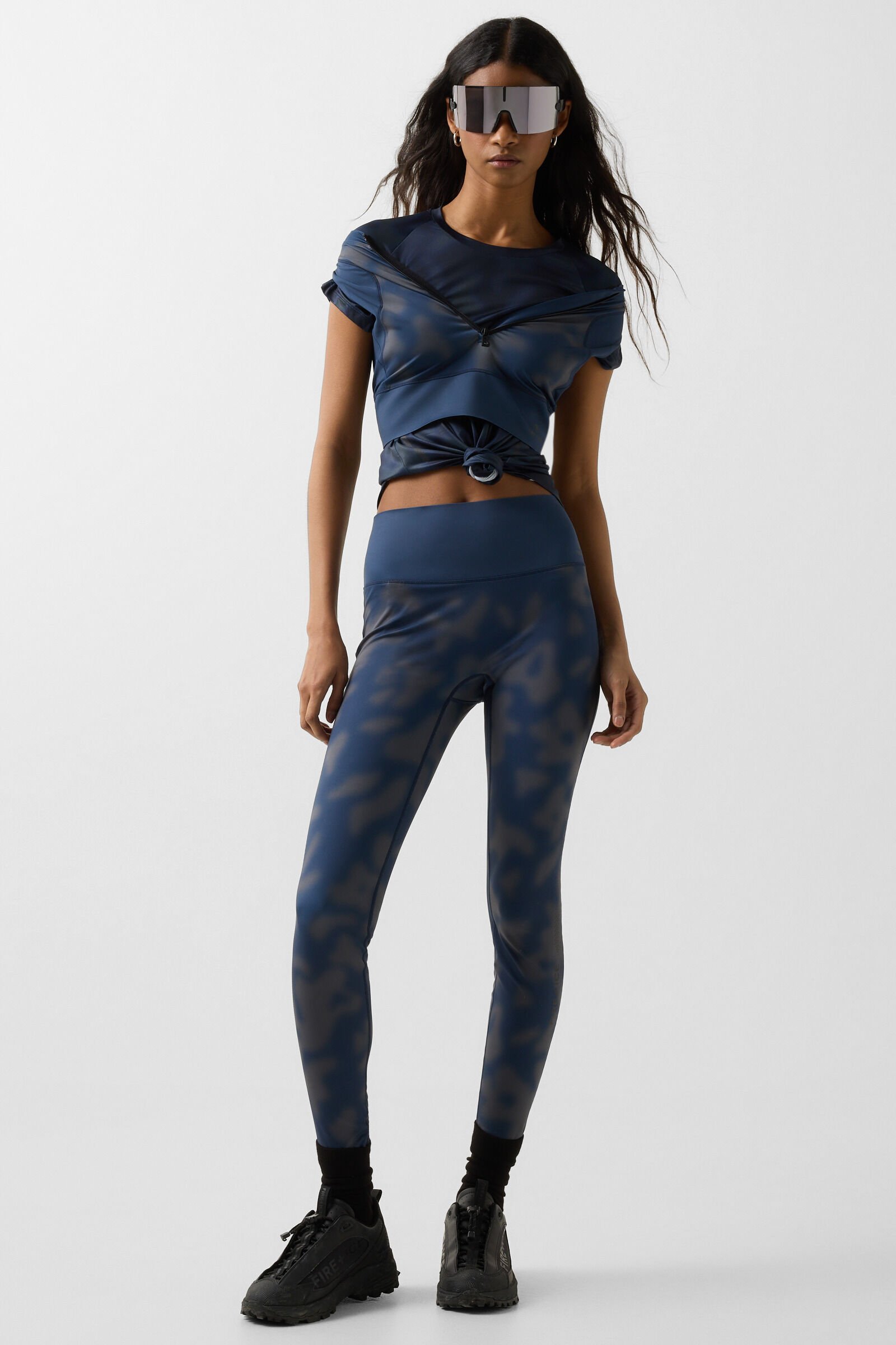 Brenna functional short-sleeved top Navy blue/grey