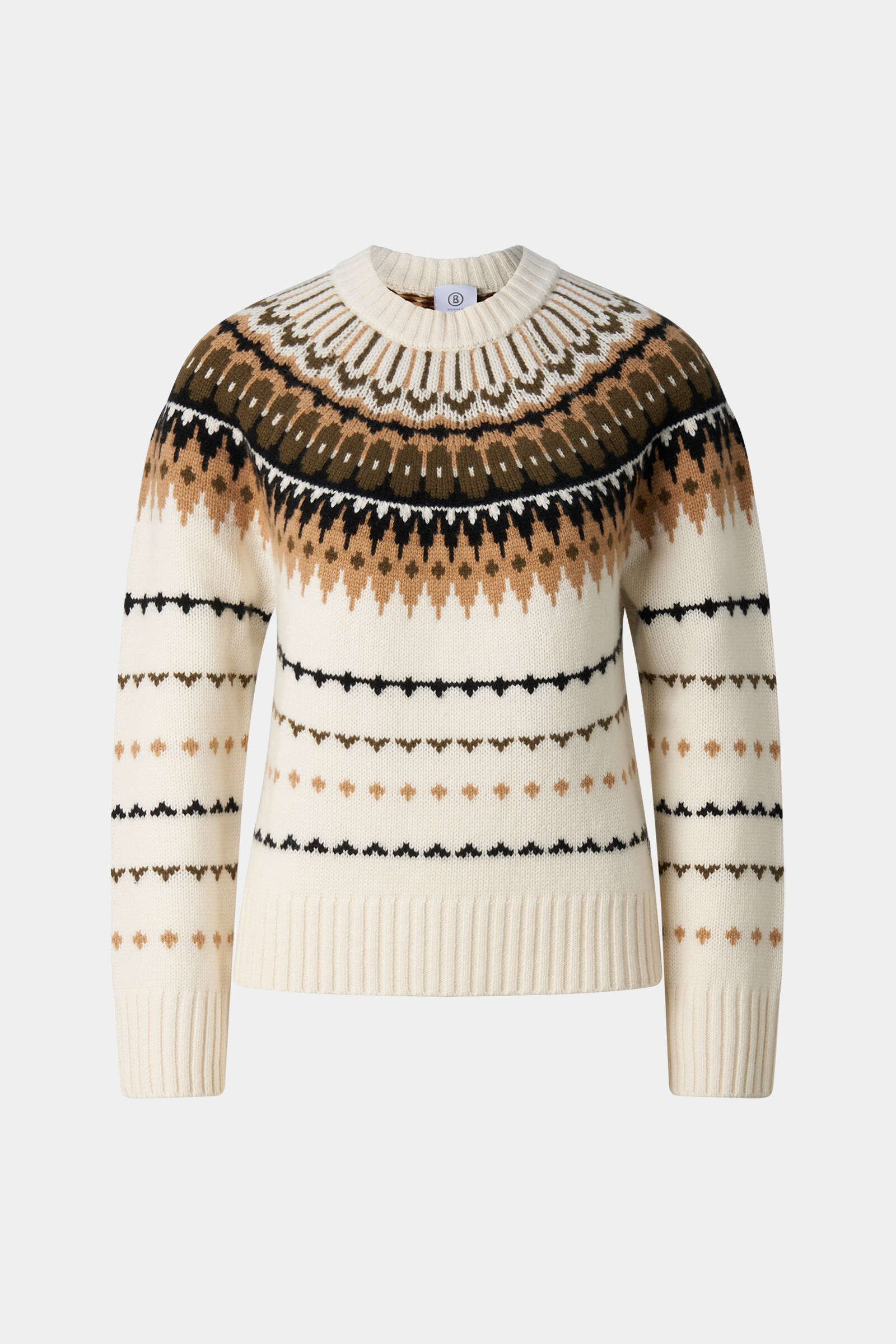 Ina Cashmere and Norwegian-Style Jumper Off-White/Camel/Coffee