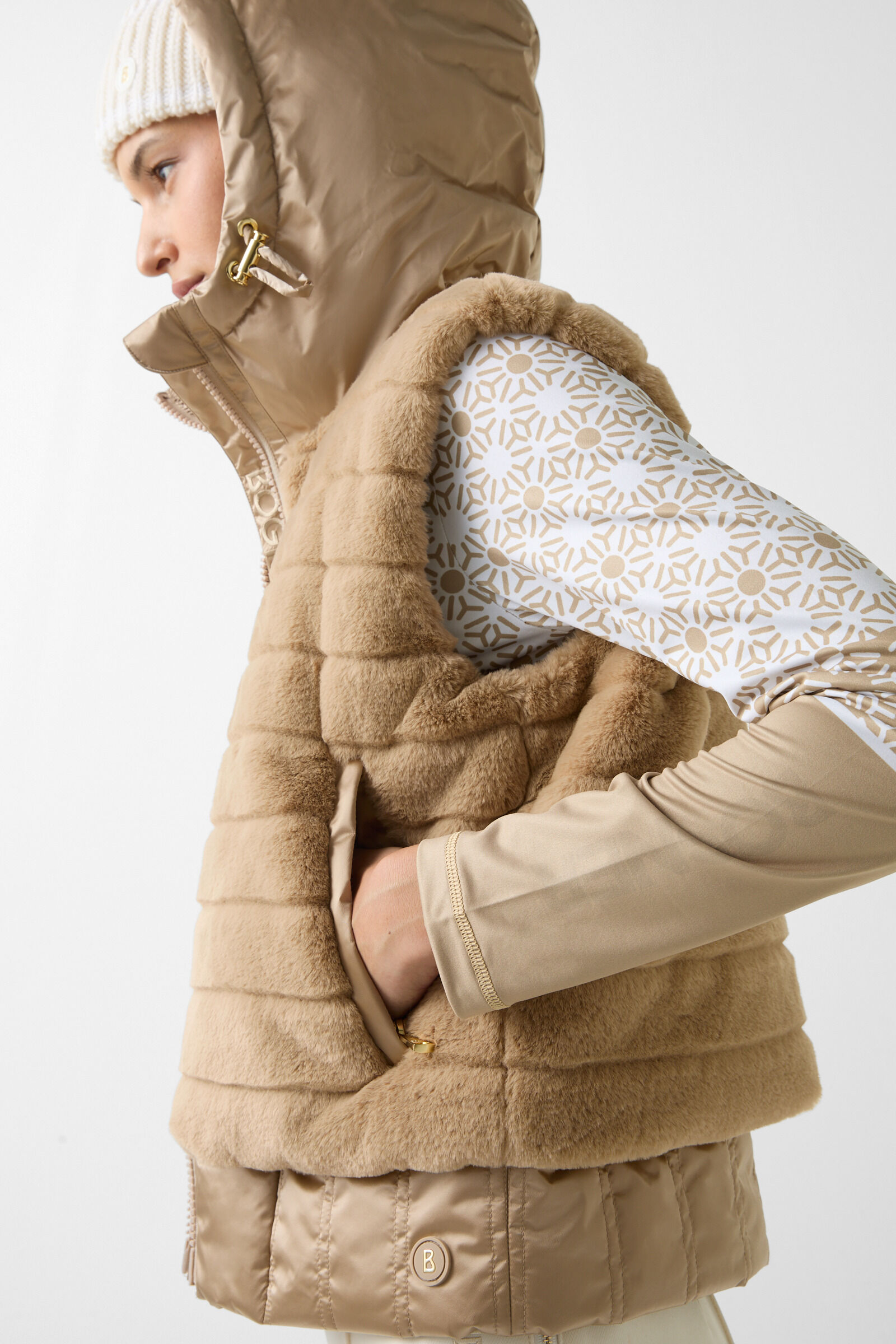 Gilet en fausse fourrure Yumi Beige