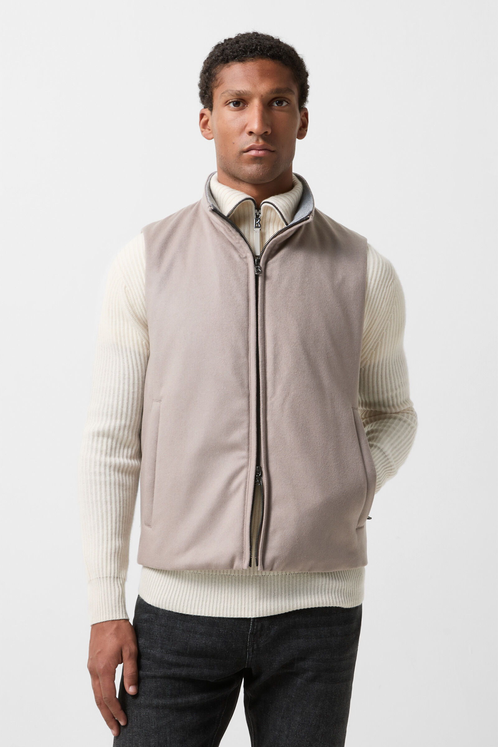 Cashmere waistcoat Nero Greige