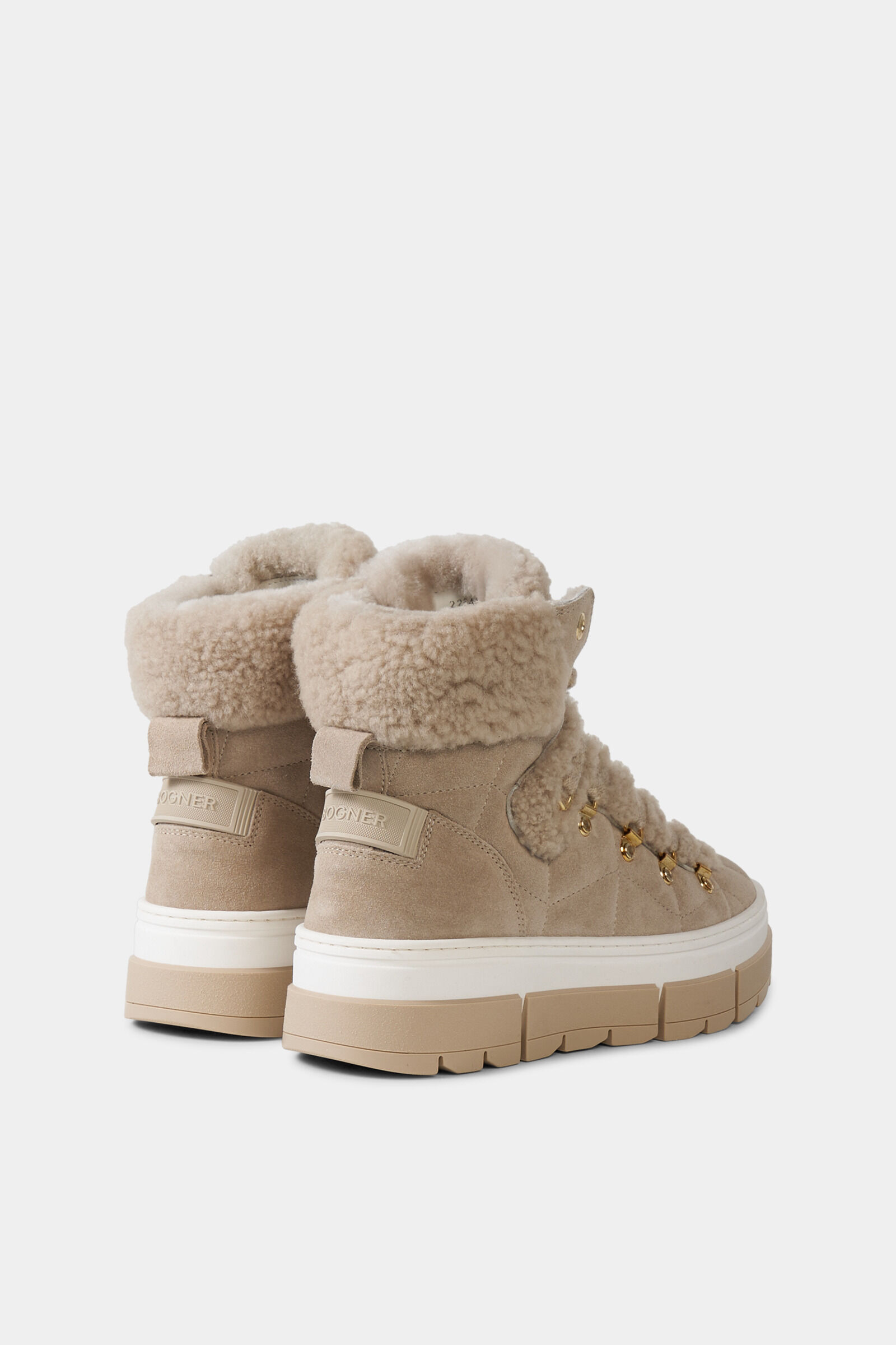 Lace-up boots from Vaduz with studs Beige