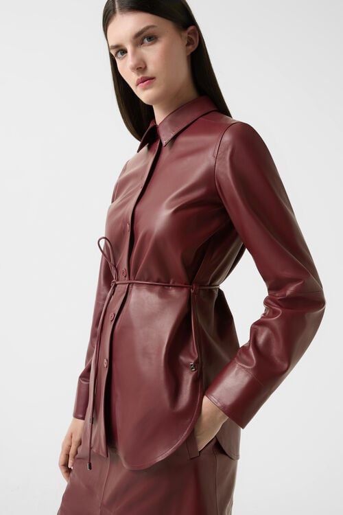 Lederbluse Ariela Weinrot
