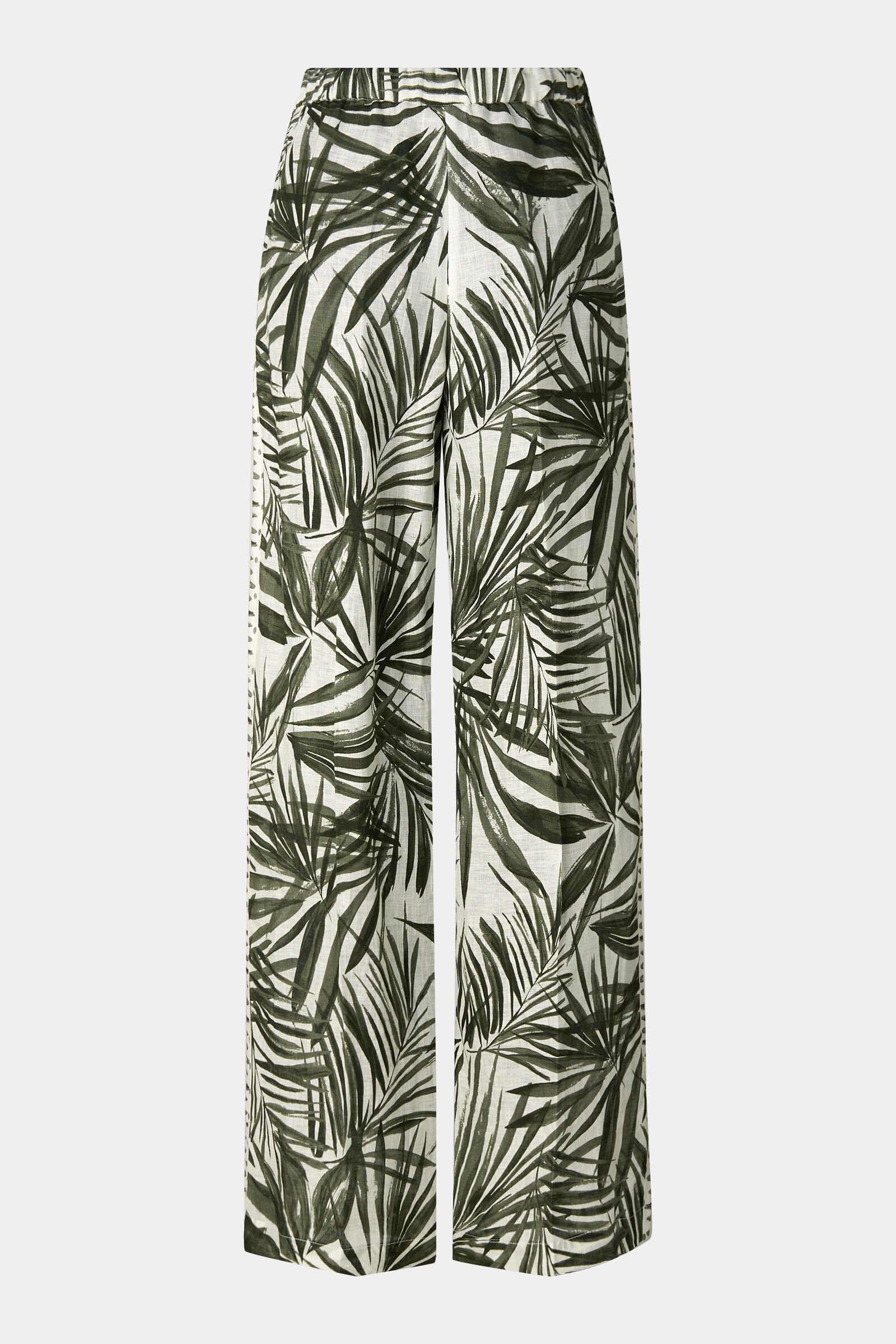 Linen trousers Gina Olive green/cream