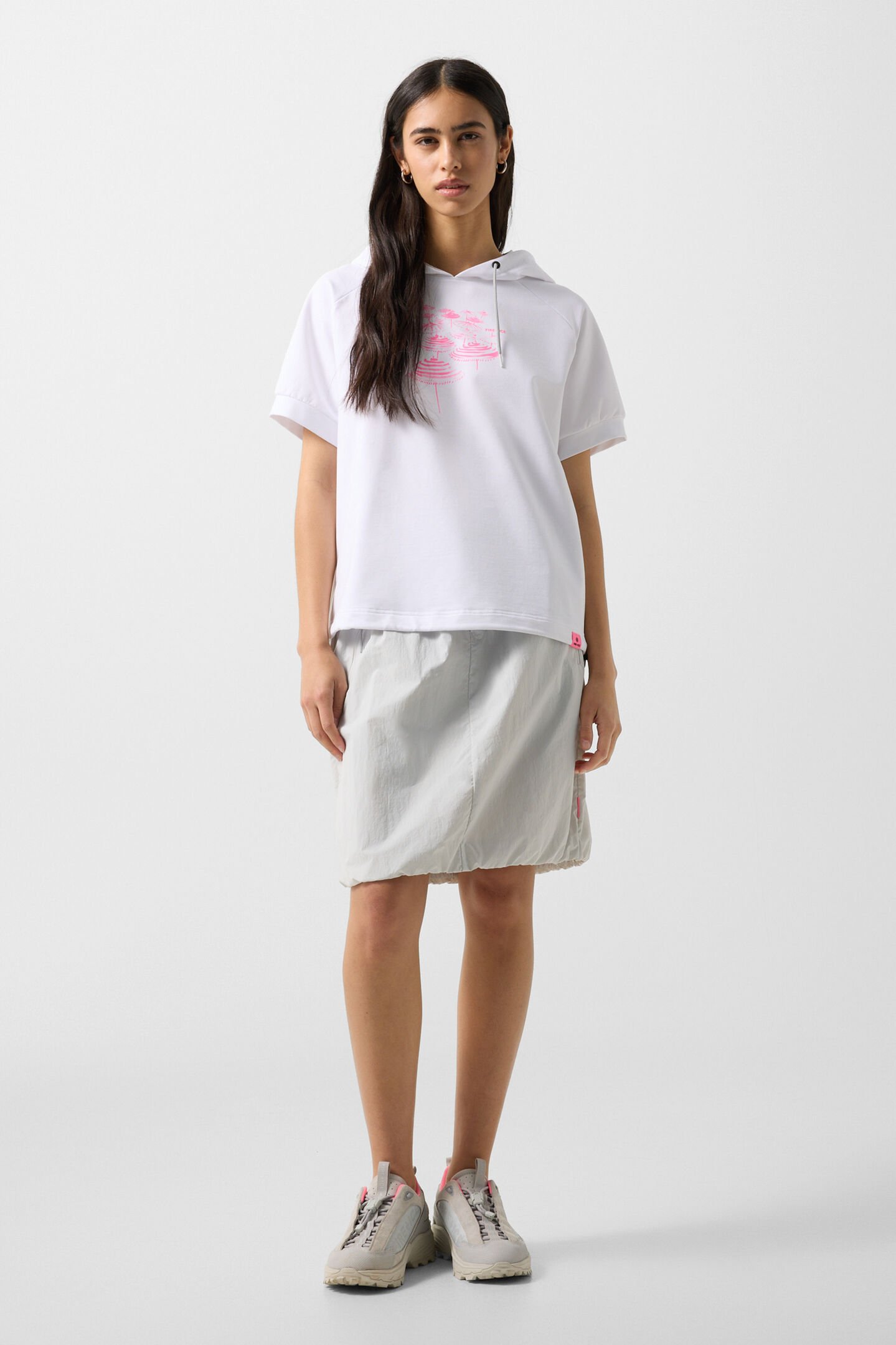 Sharon short-sleeved hoodie White/pink