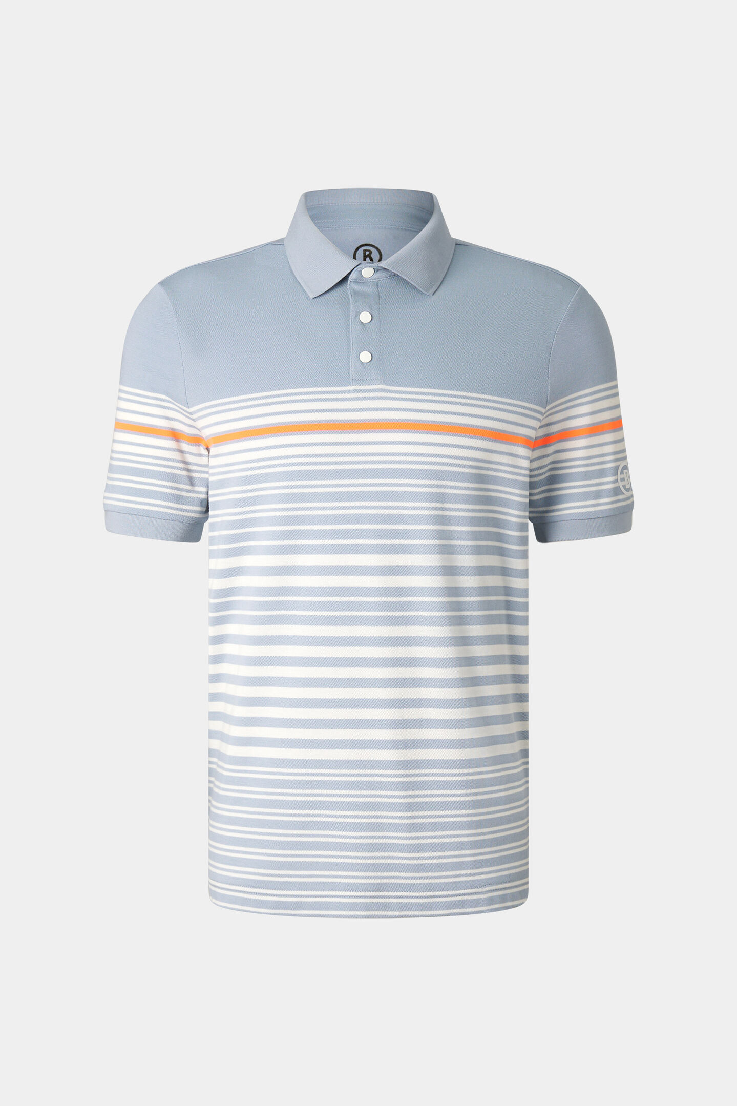 Polo-Shirt Jannes Nebelblau/Wei&szlig;/Orange