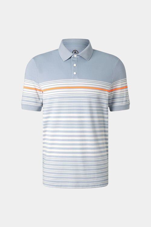 Polo-Shirt Jannes Nebelblau/Wei&szlig;/Orange