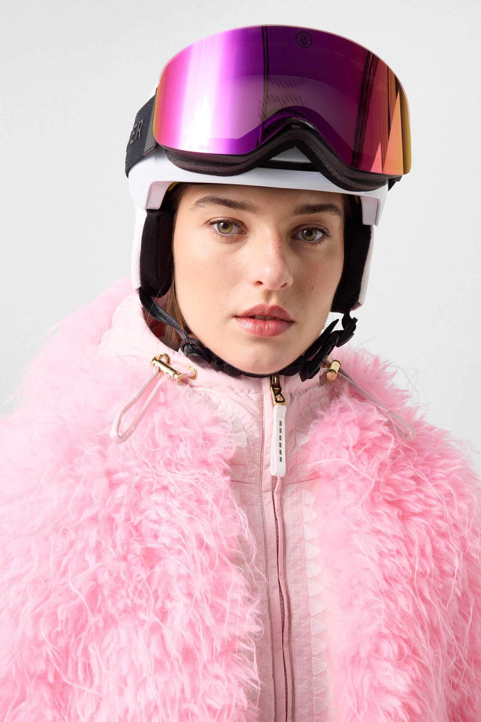 Kela faux fur ski jacket Neon pink
