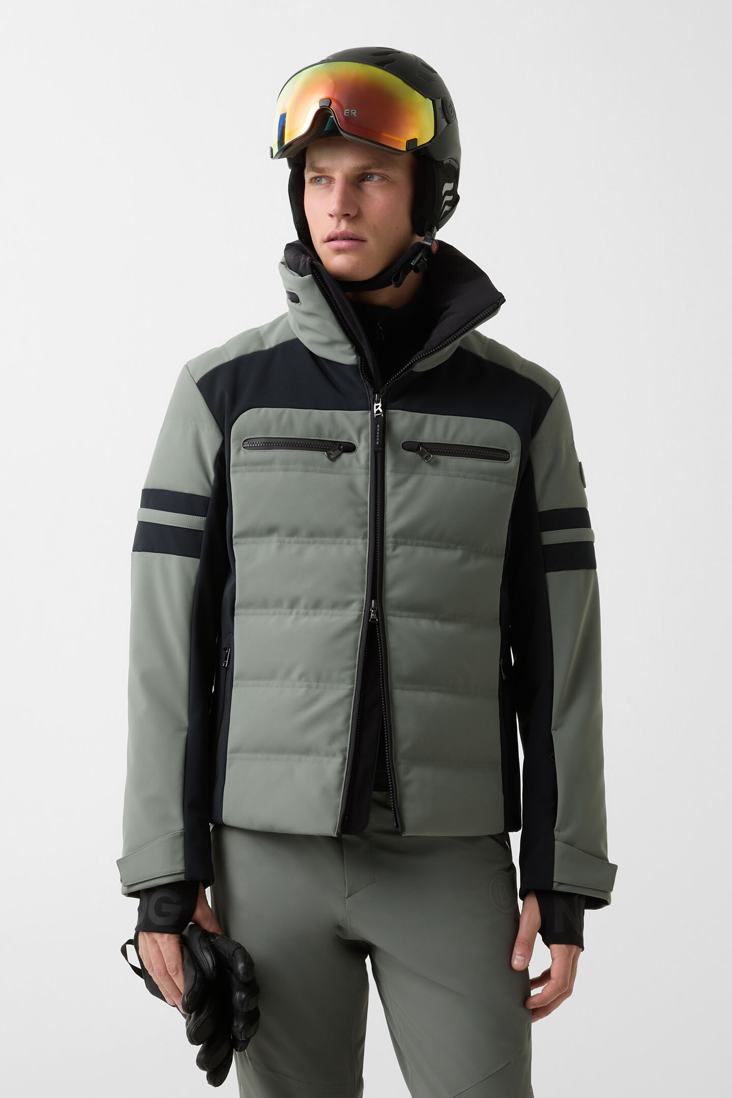 Minho down ski jacket Olive green/black