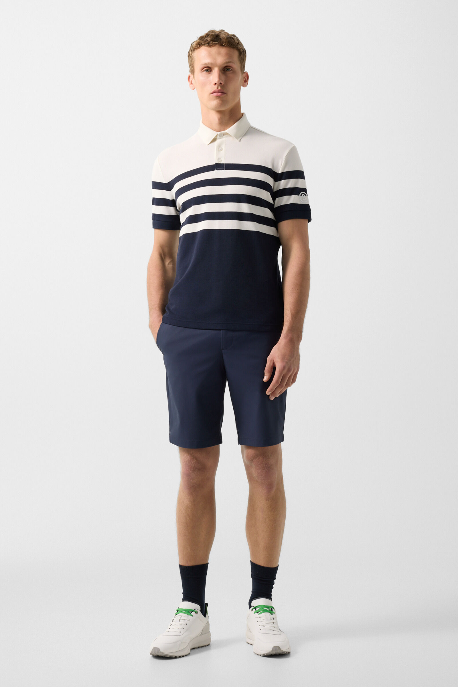 Funktions-Polo-Shirt Antonio Navy-Blau/Off-White