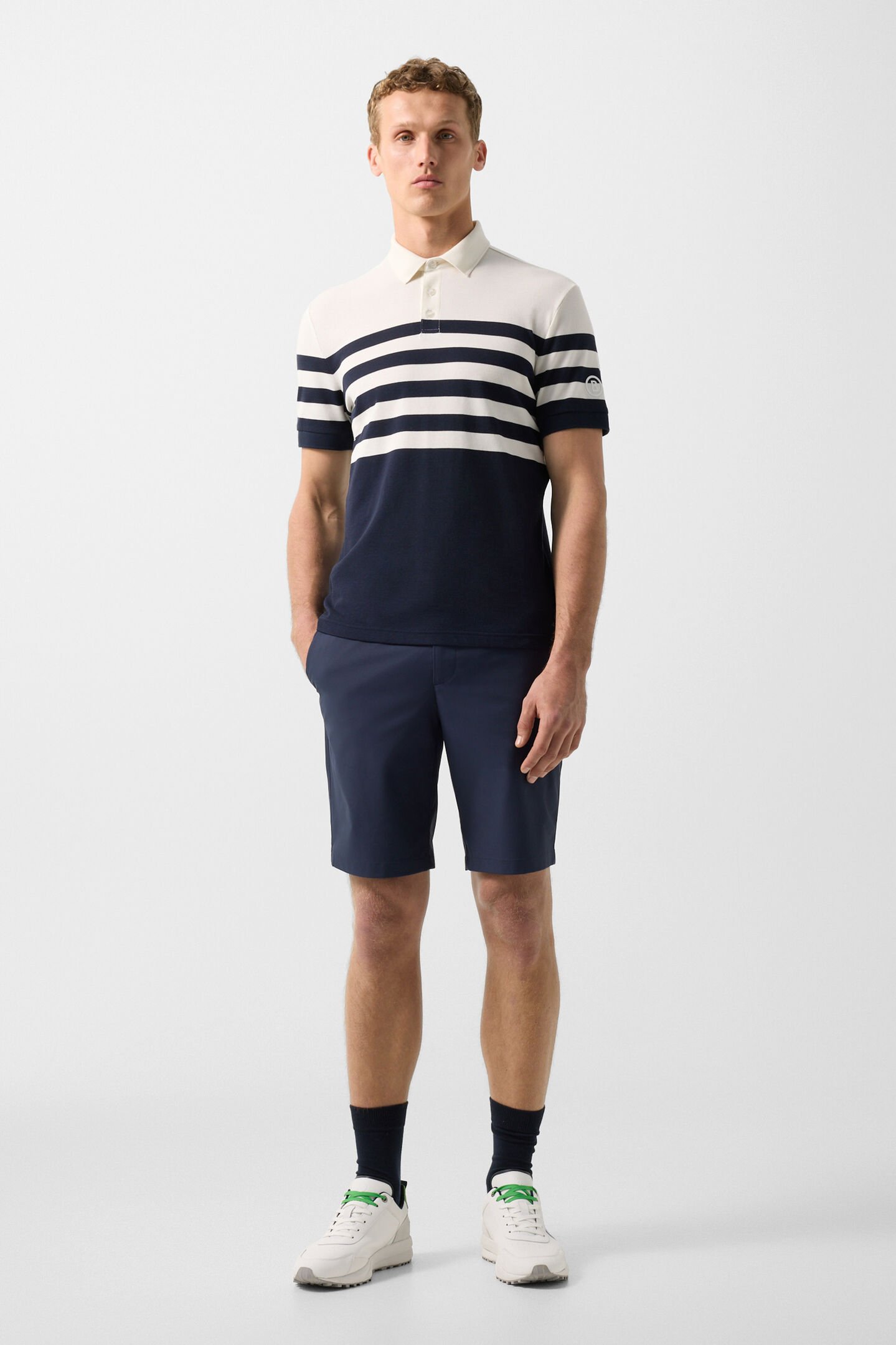 Funktions-Polo-Shirt Antonio Navy-Blau/Off-White