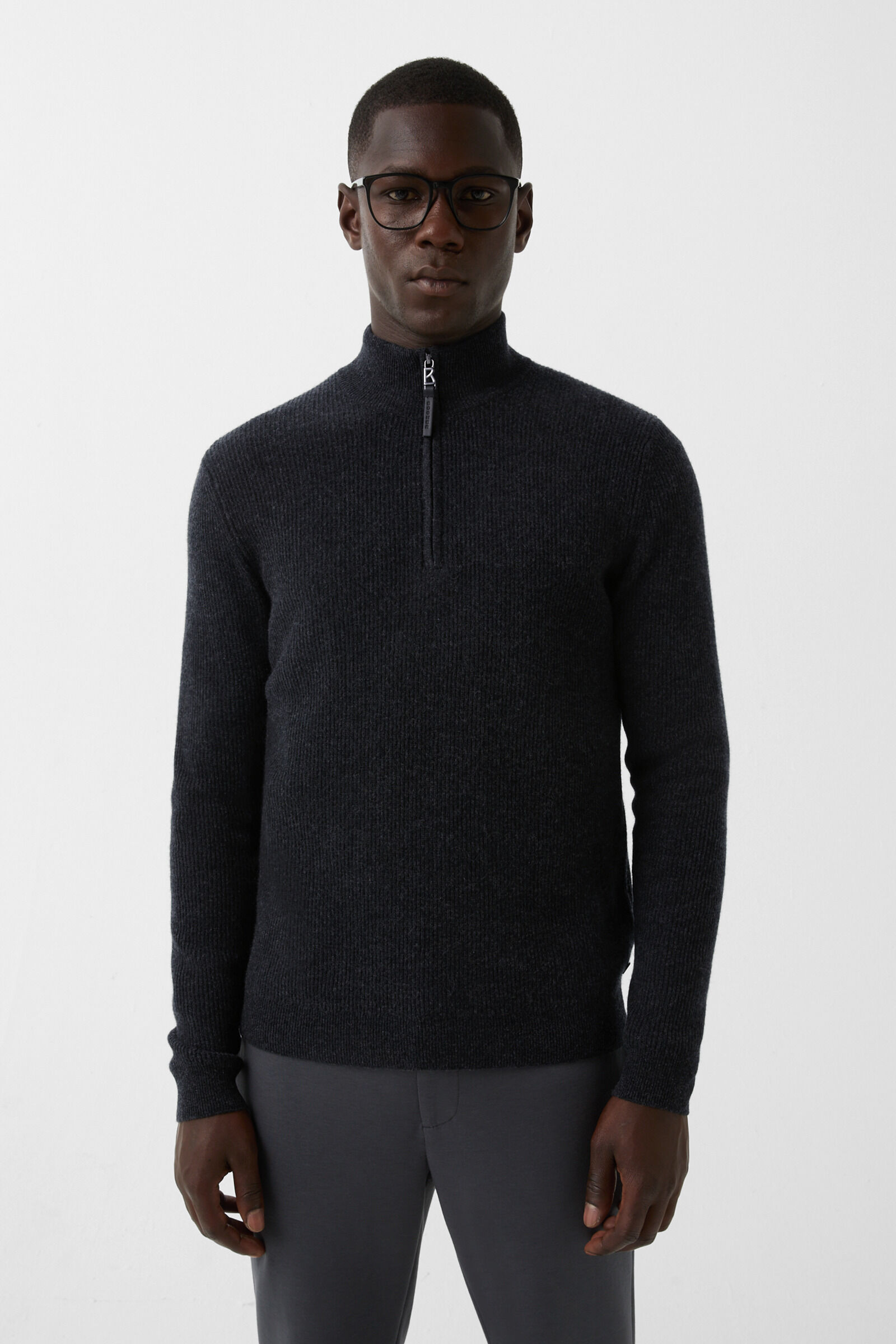 Pure new wool cashmere troyer Derek Anthracite
