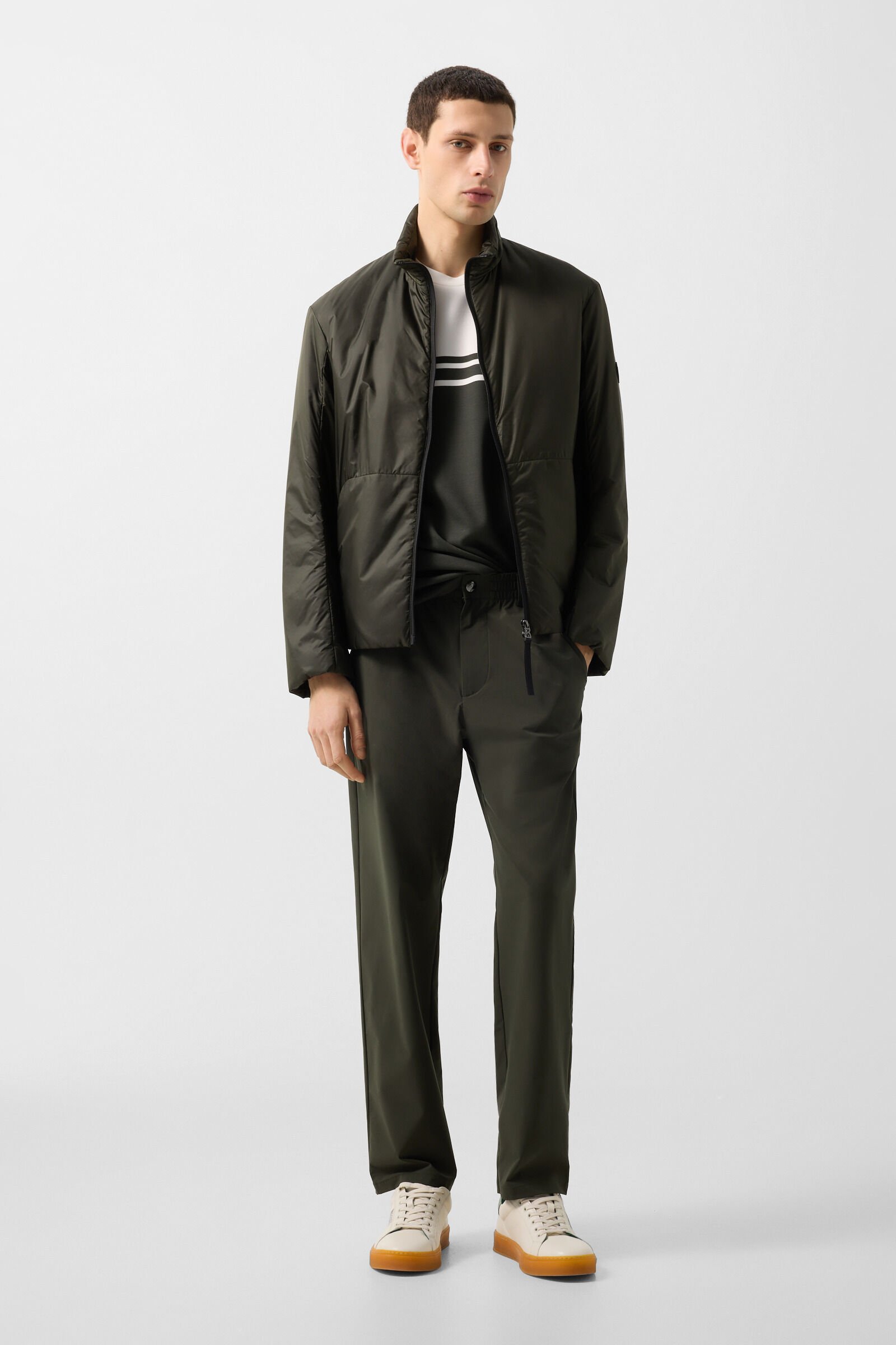 T-shirt Pete Olive green/cream