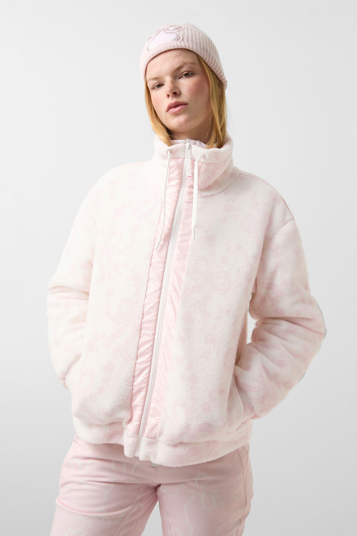 Ninetta mid-layer fleece jacket Off-white/pink
