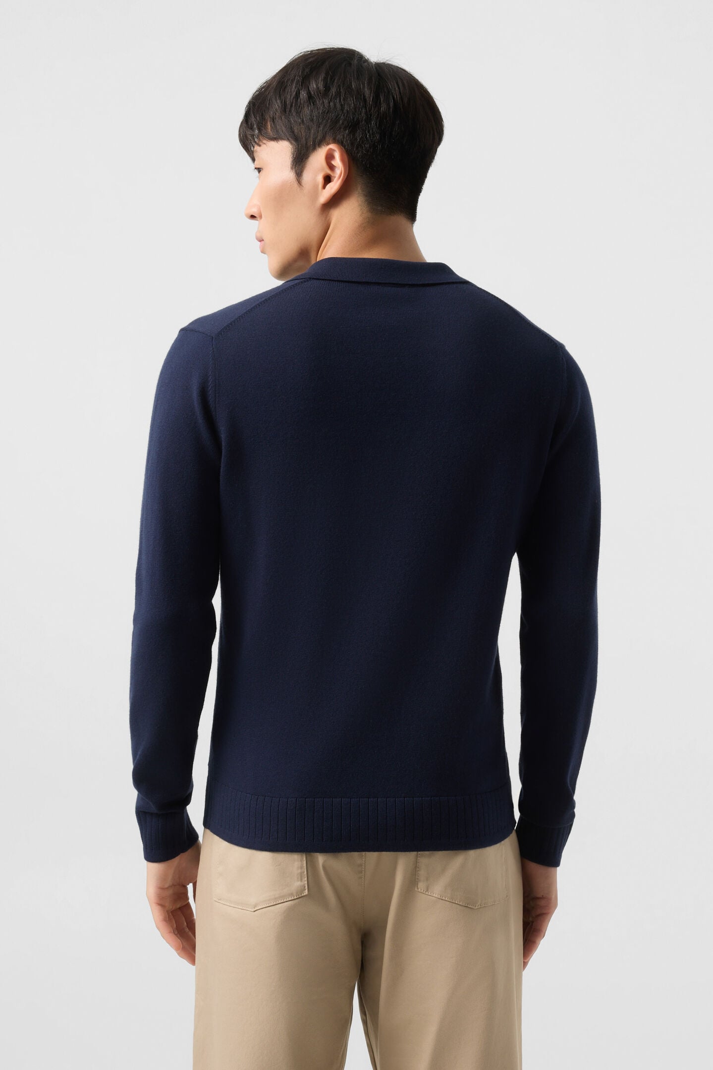 Garry knitted polo long-sleeved top Navy blue
