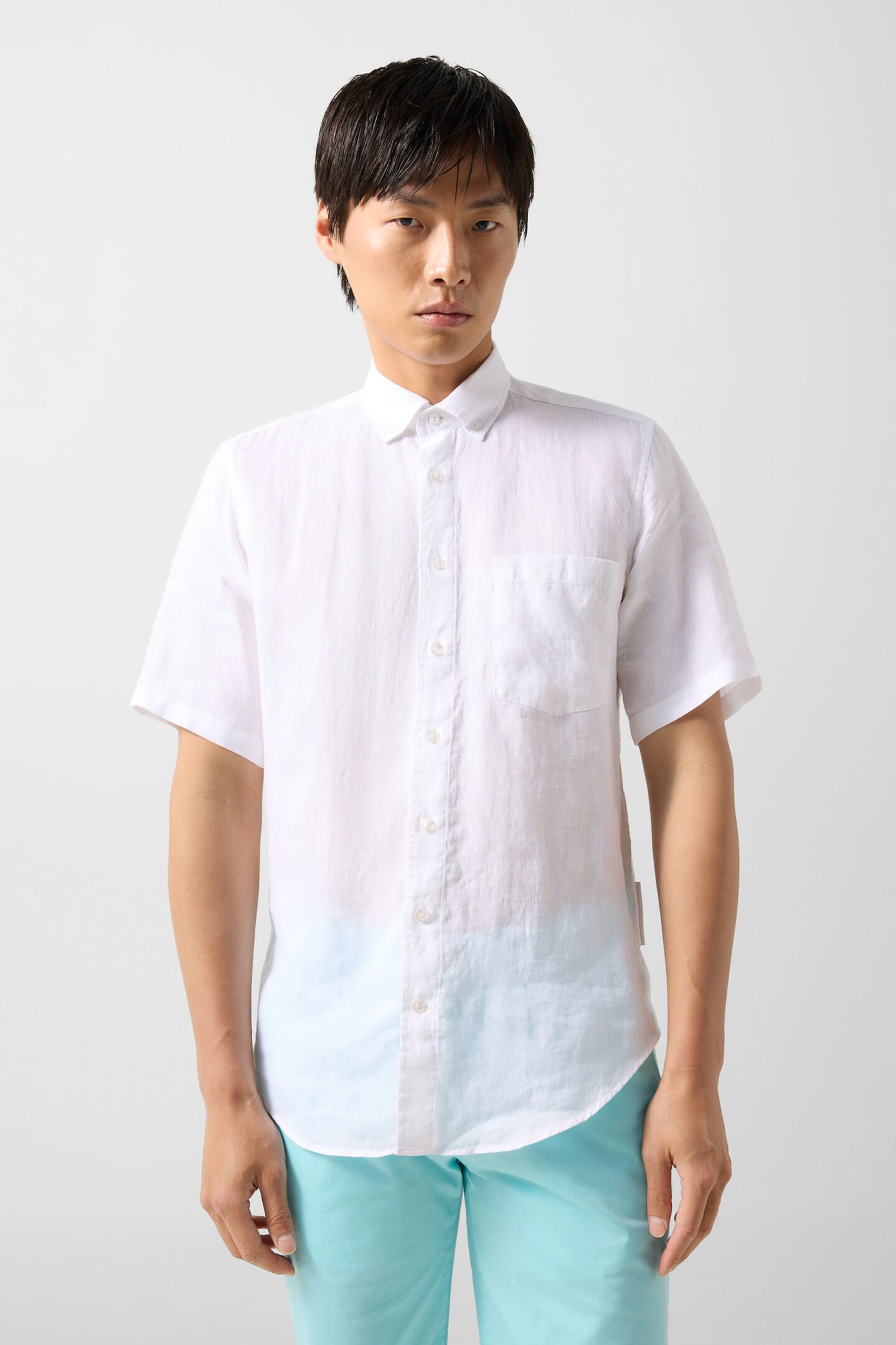 Linen short-sleeved shirt Lykos White
