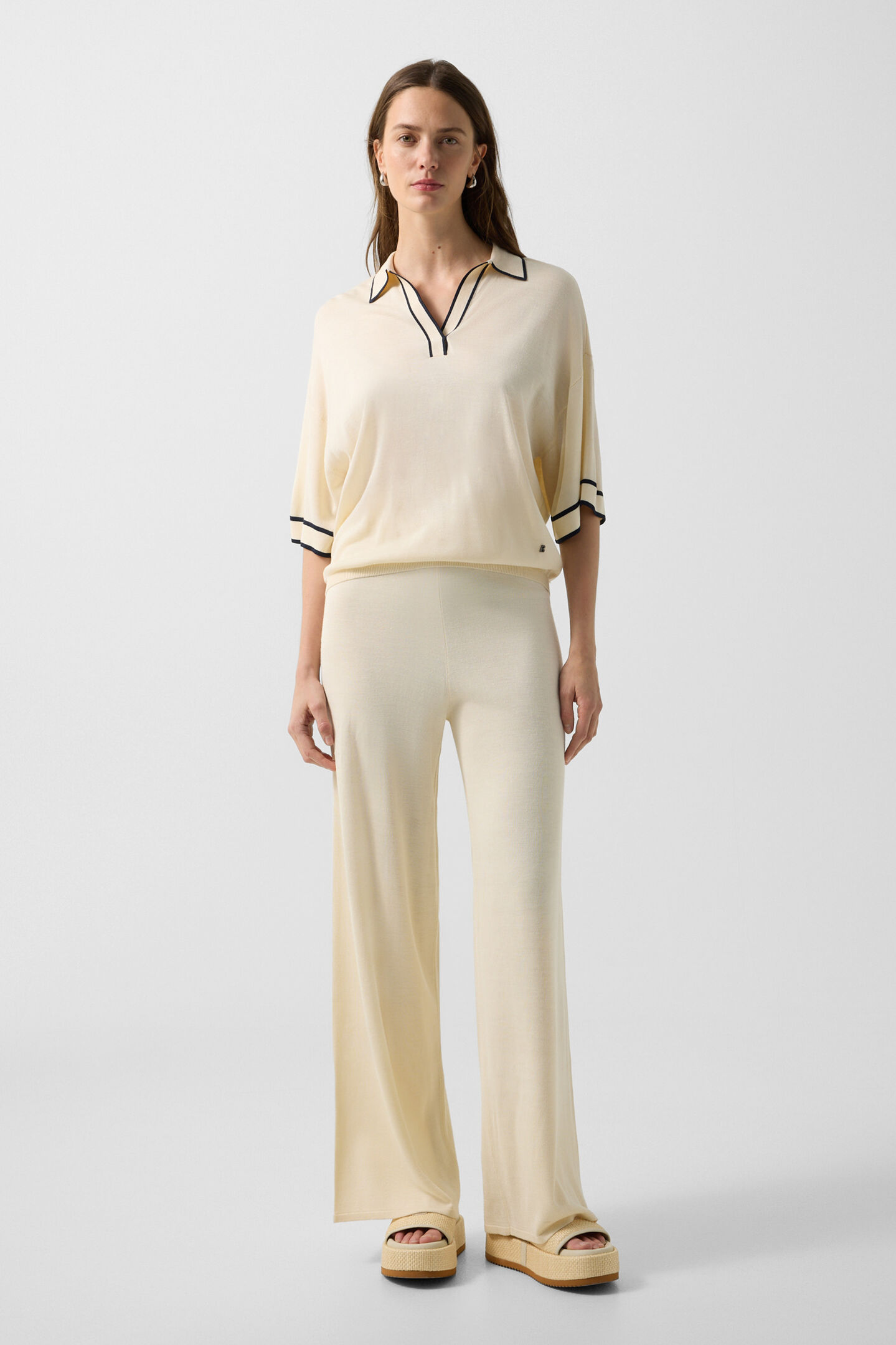 Paris knitted polo shirt Cream