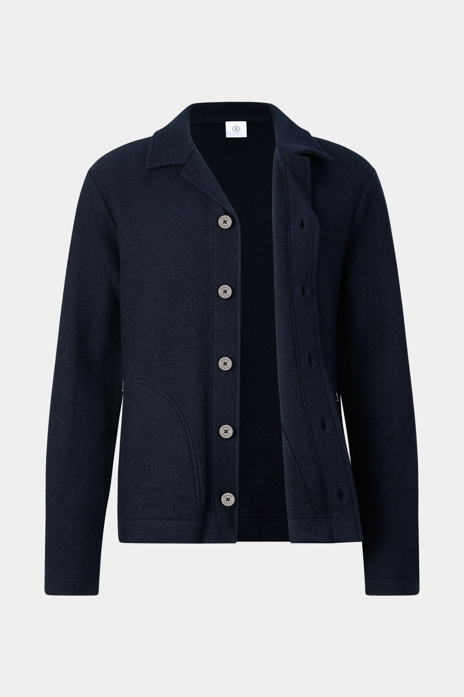 Woll-Overshirt Blanco Navy-Blau