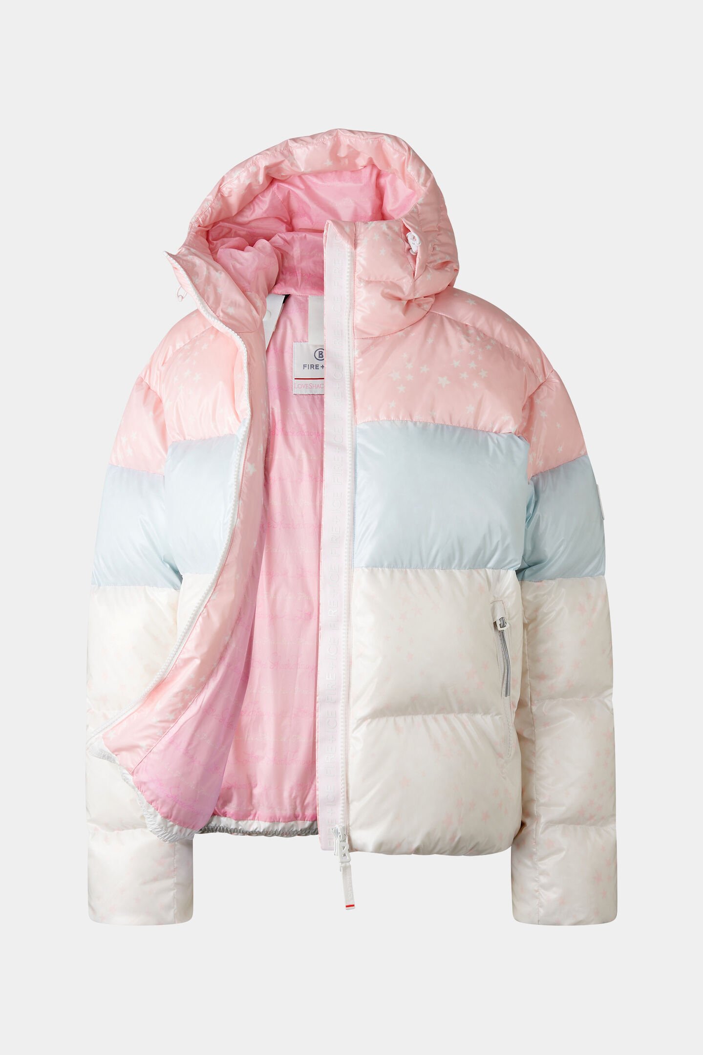 Vally down jacket Pink/light blue/white