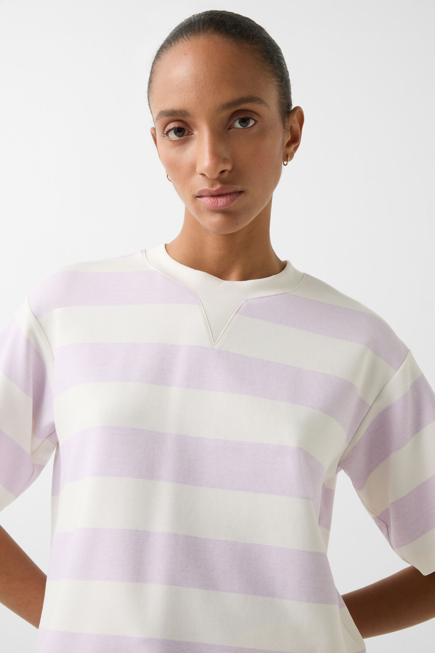 Stacey short-sleeved sweater Lilac/Off-White