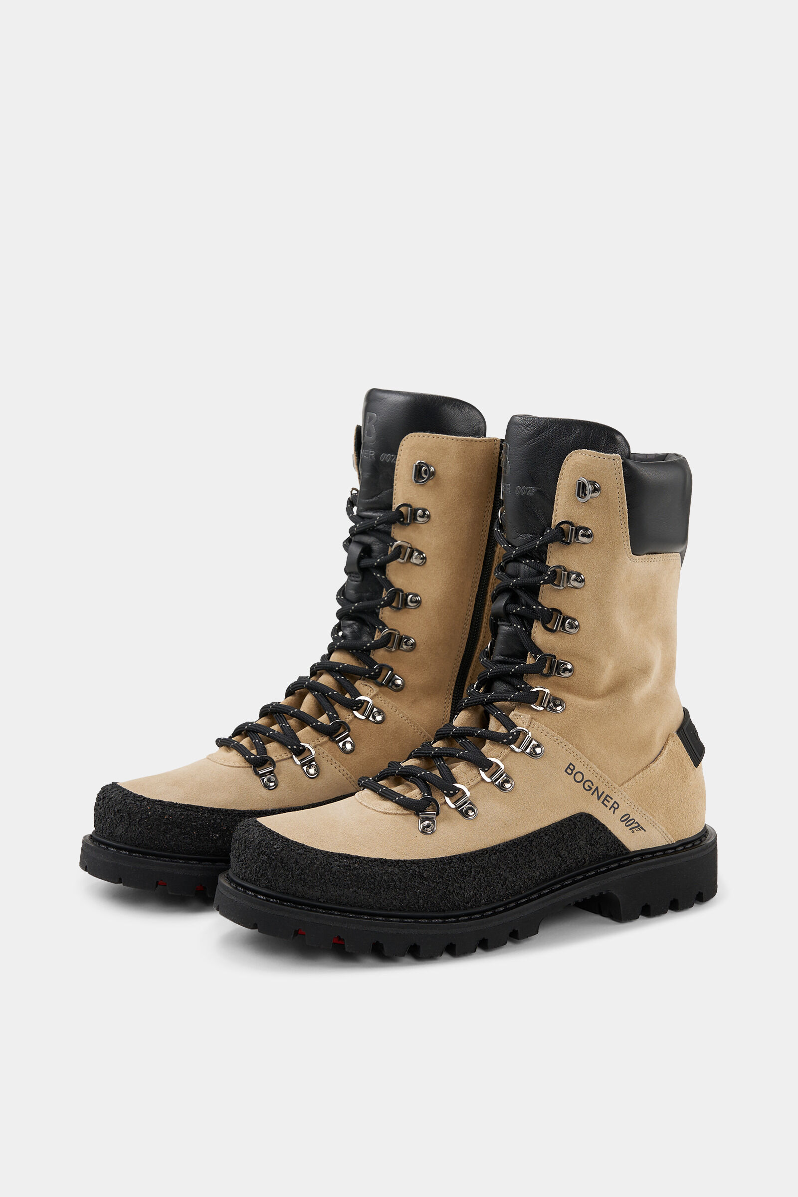 Lace-up boots Helsinki 007 with spikes Beige/black