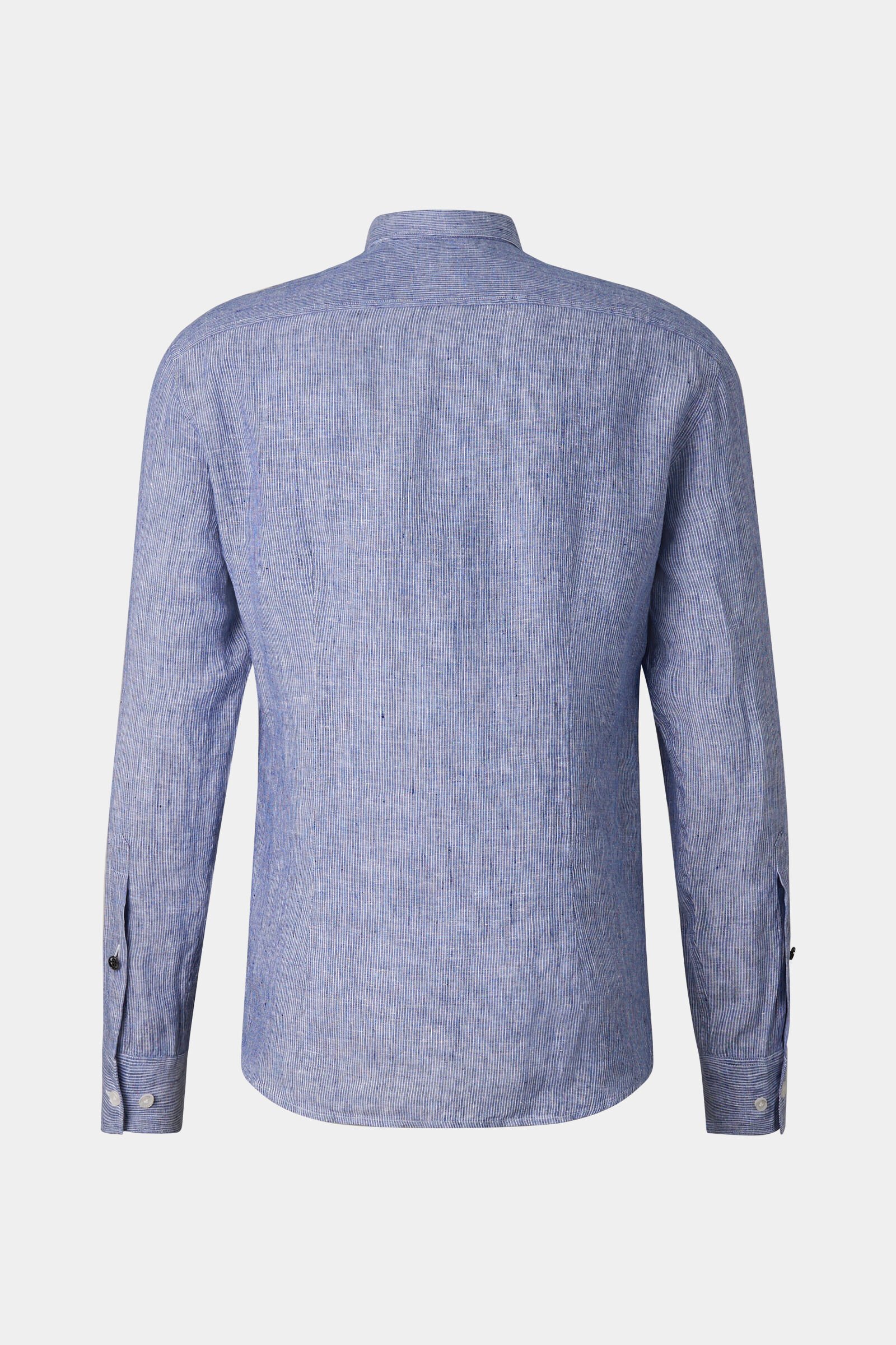 Timi linnen overhemd Marineblauw/wit