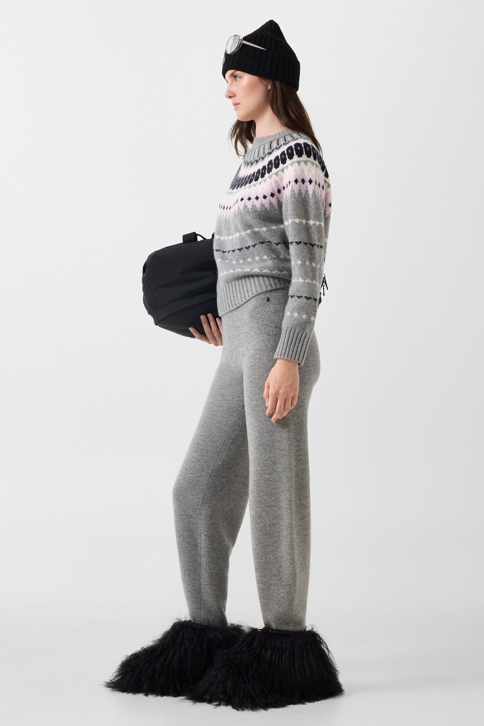 Luana virgin wool knitted trousers Grey