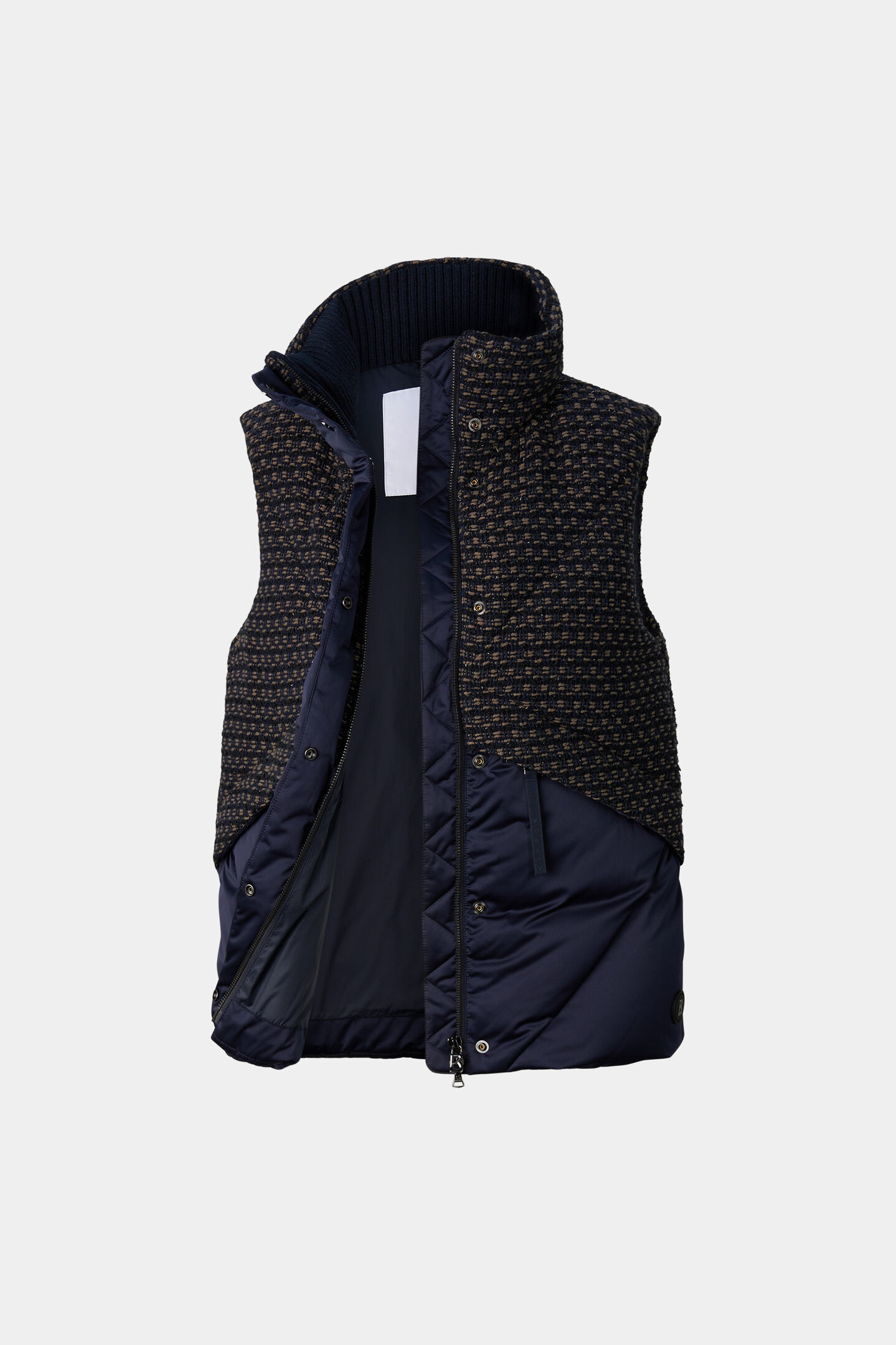 Tweed-Daunenweste Netty Navy/Beige