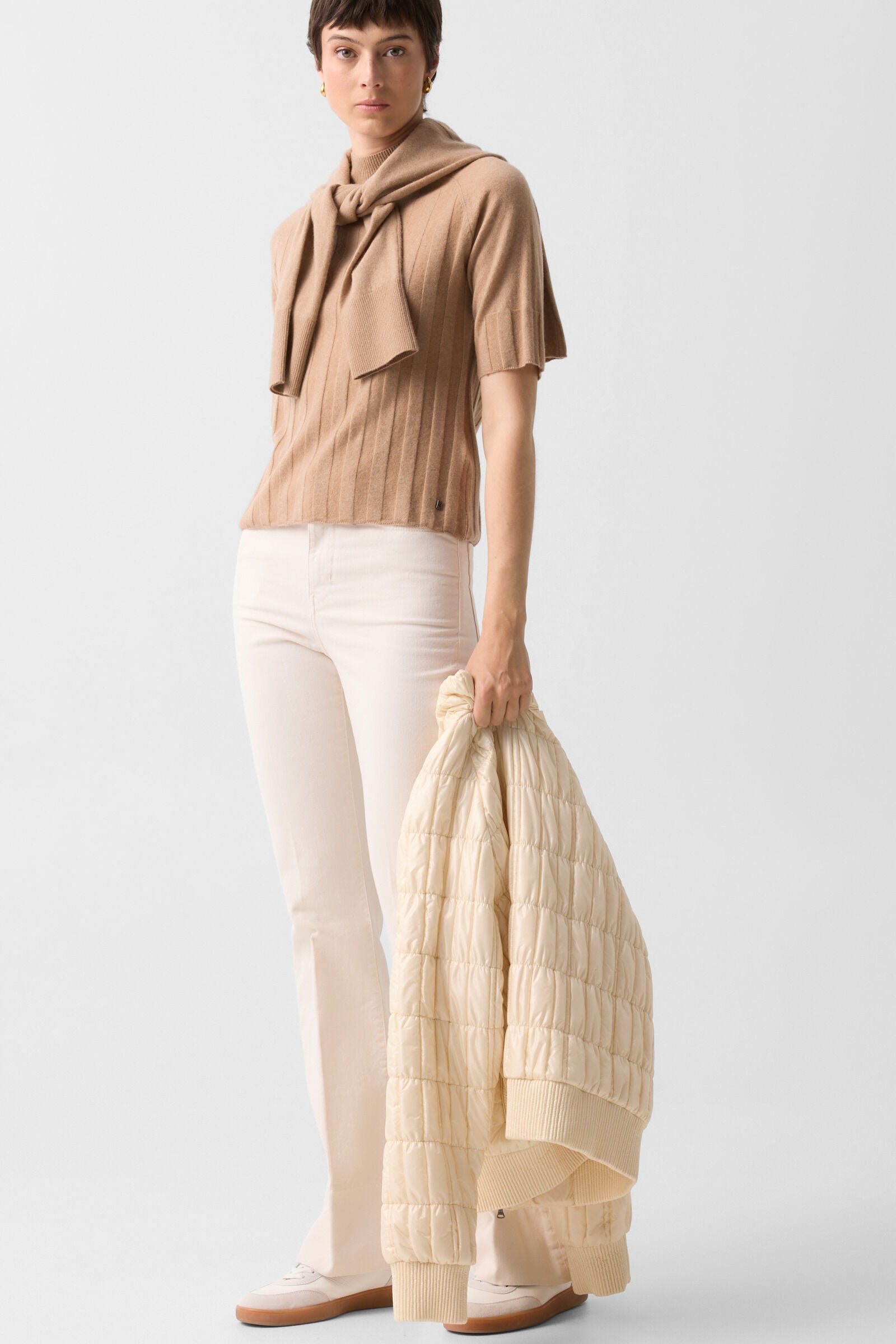 Schurwoll-Kaschmir-Shirt Tina Camel