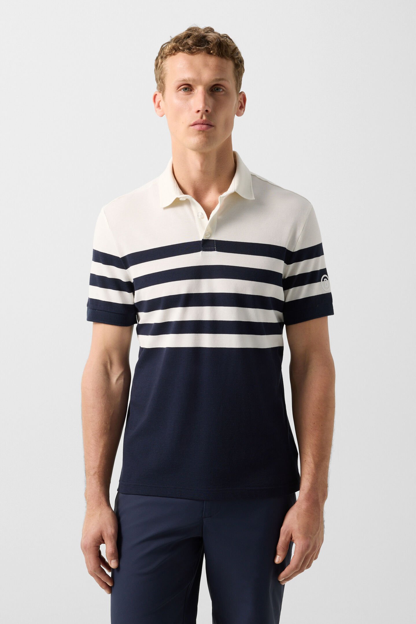 Funktions-Polo-Shirt Antonio Navy-Blau/Off-White