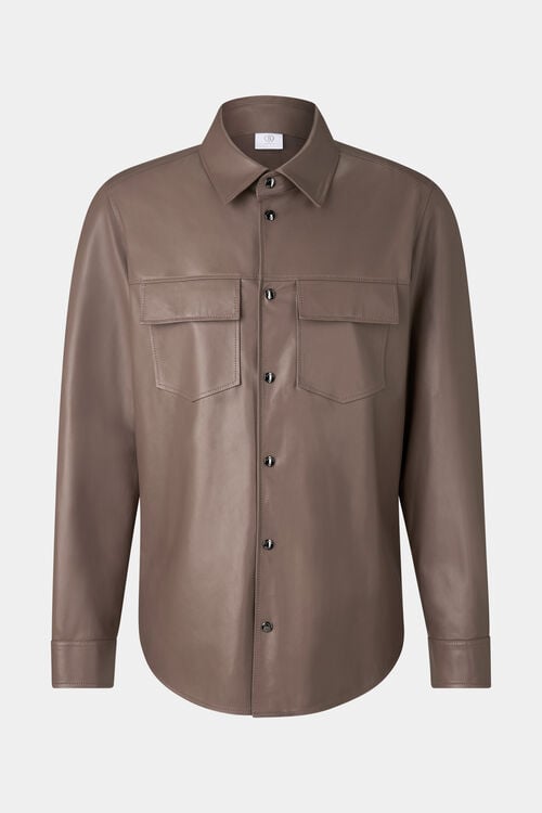 Leather overshirt Olli Mud