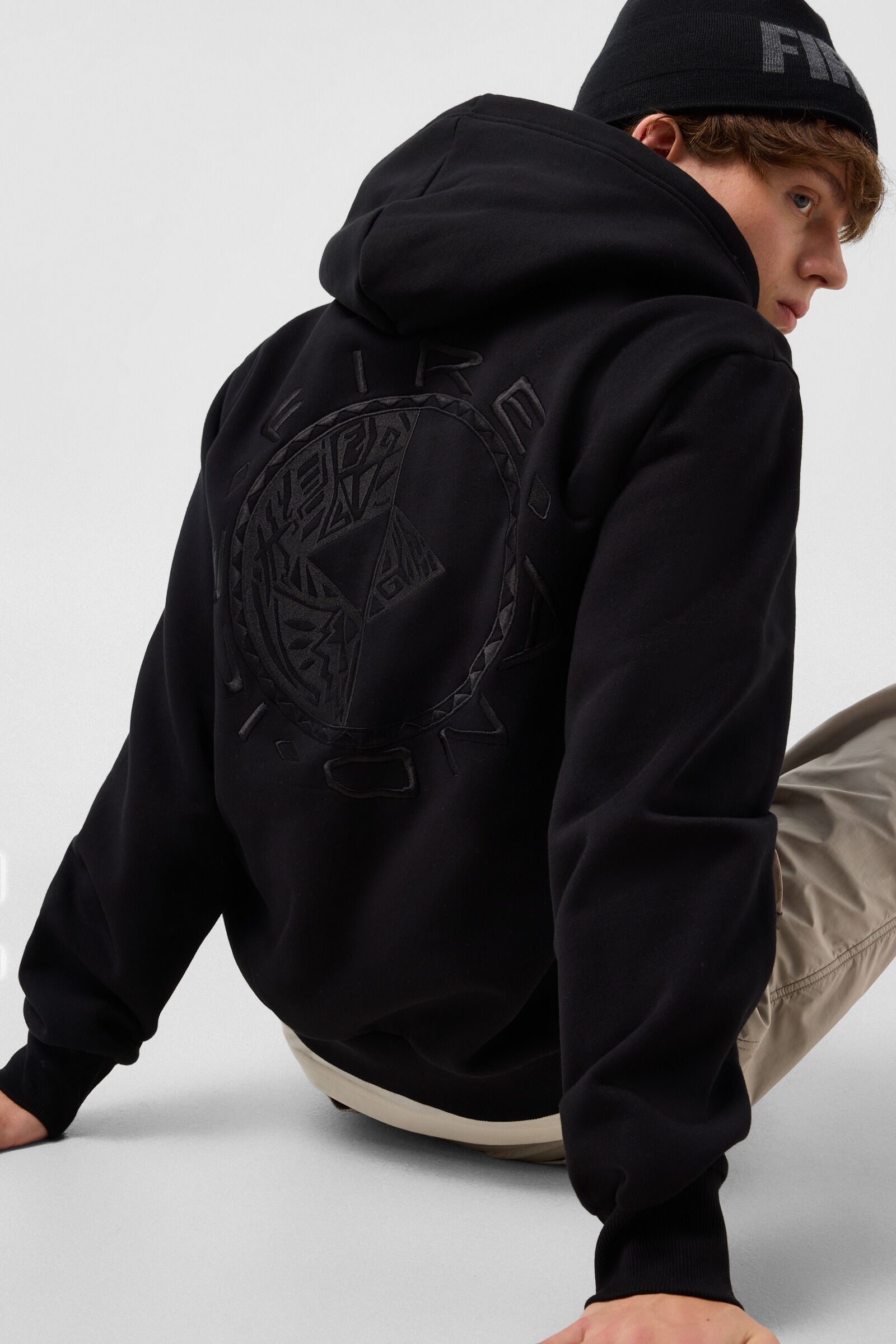 Corbell cotton hoodie jersey jacket Black