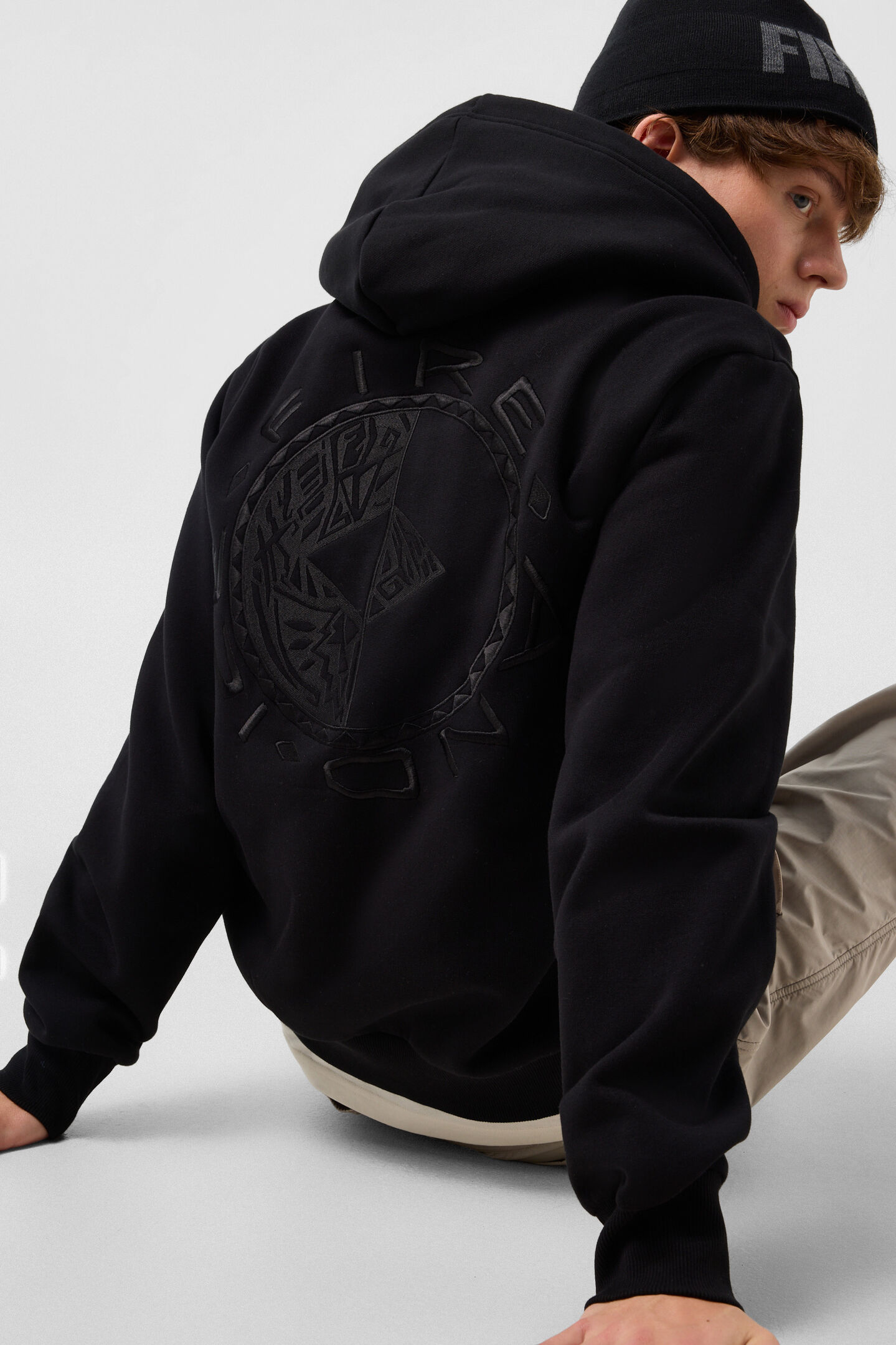 Corbell cotton hoodie jersey jacket Black