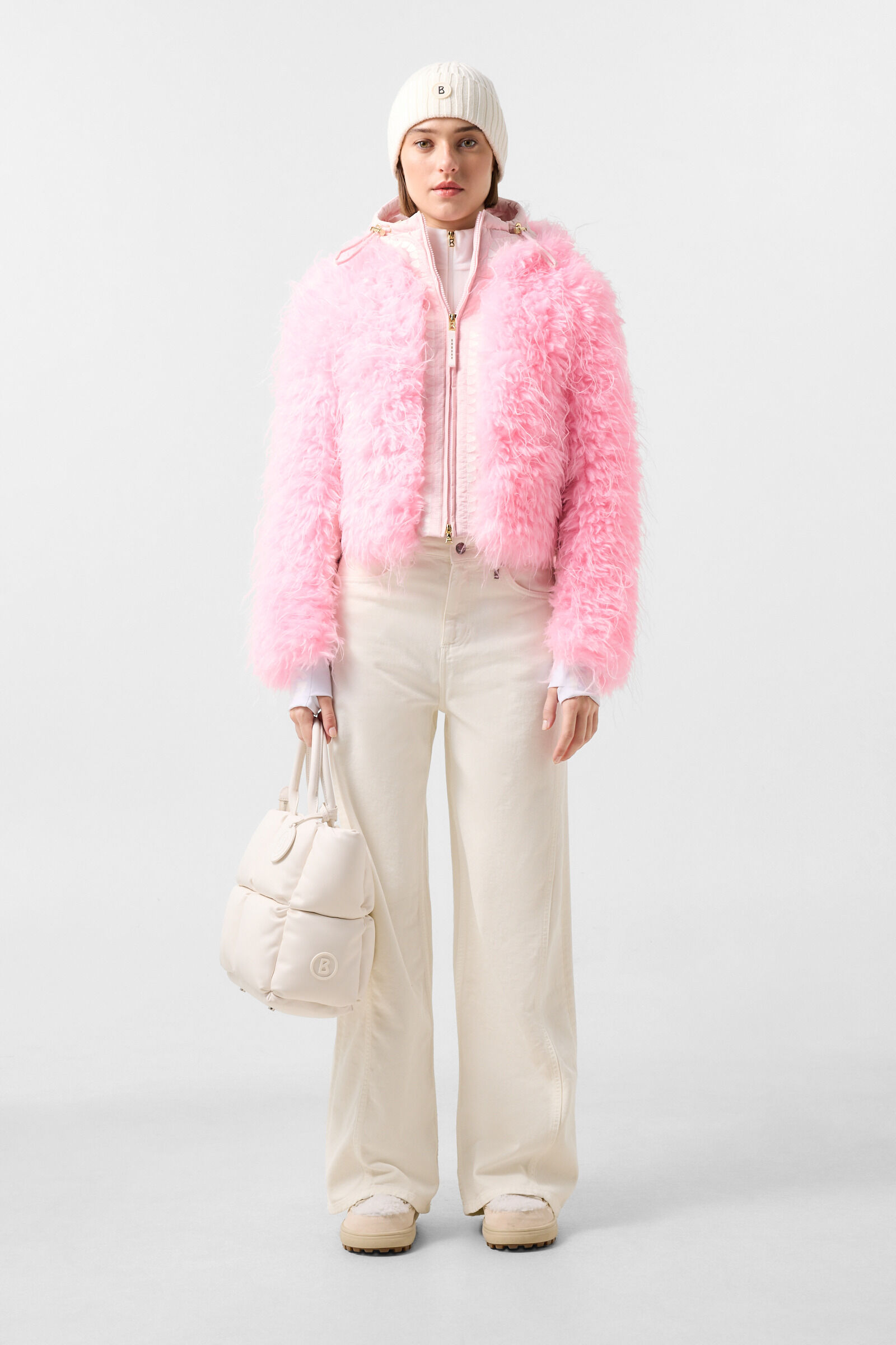 Kela faux fur ski jacket Neon pink