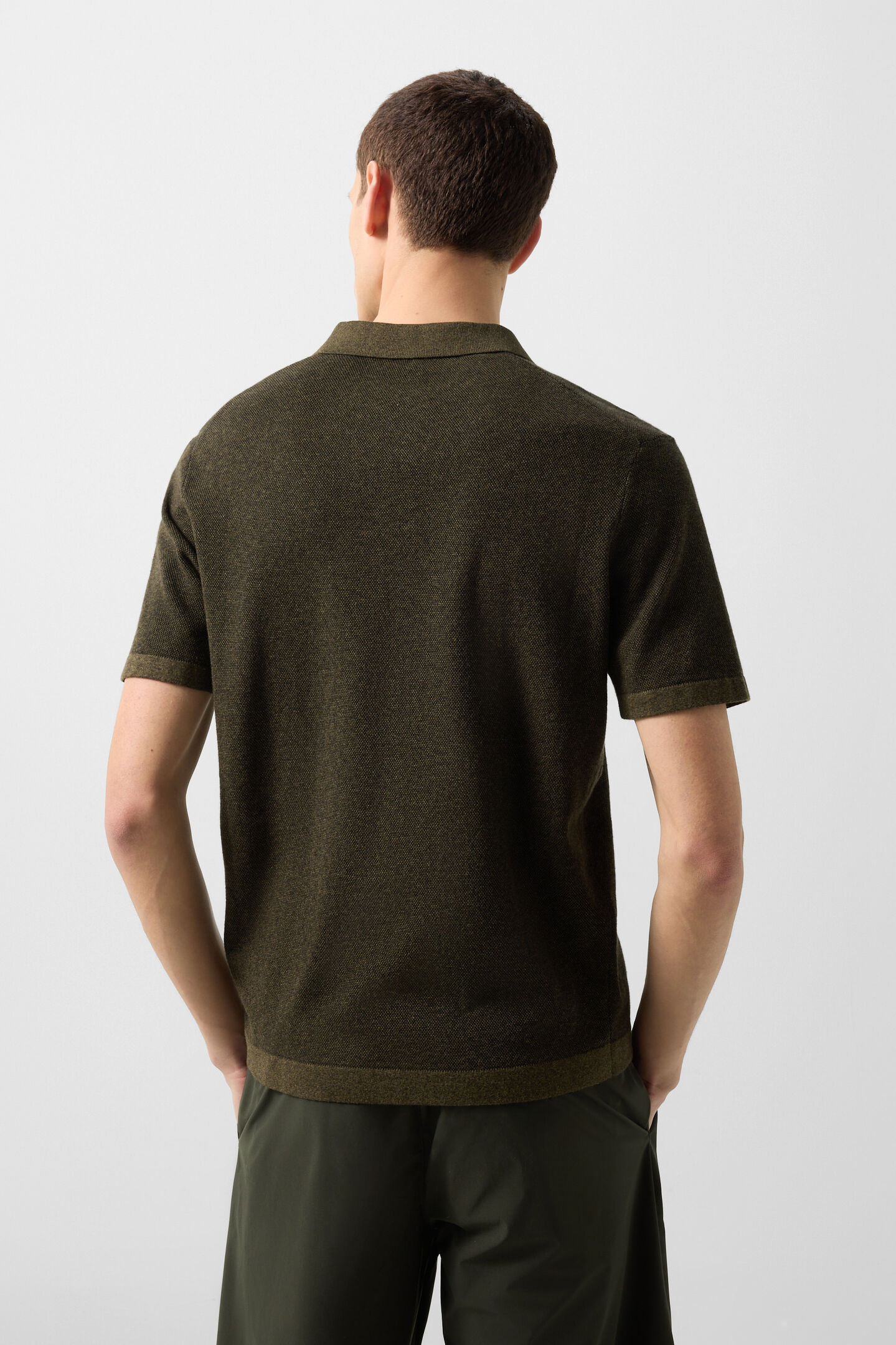 Lyon knitted polo shirt Olive green